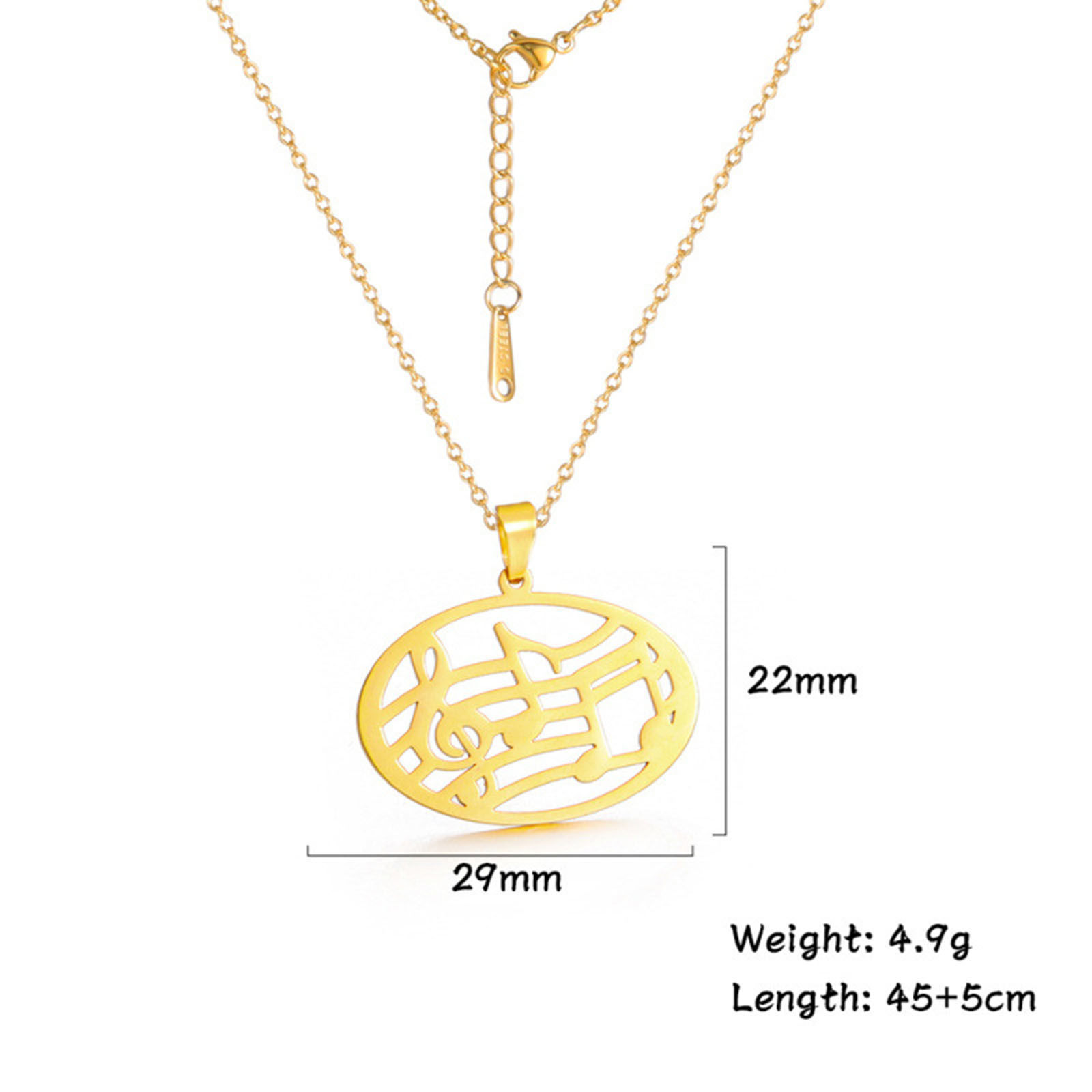 Bild von 304 Edelstahl Stilvoll Gliederkette Kette Halskette Bunt Musikinstrument Note 45cm lang, 1 Strang