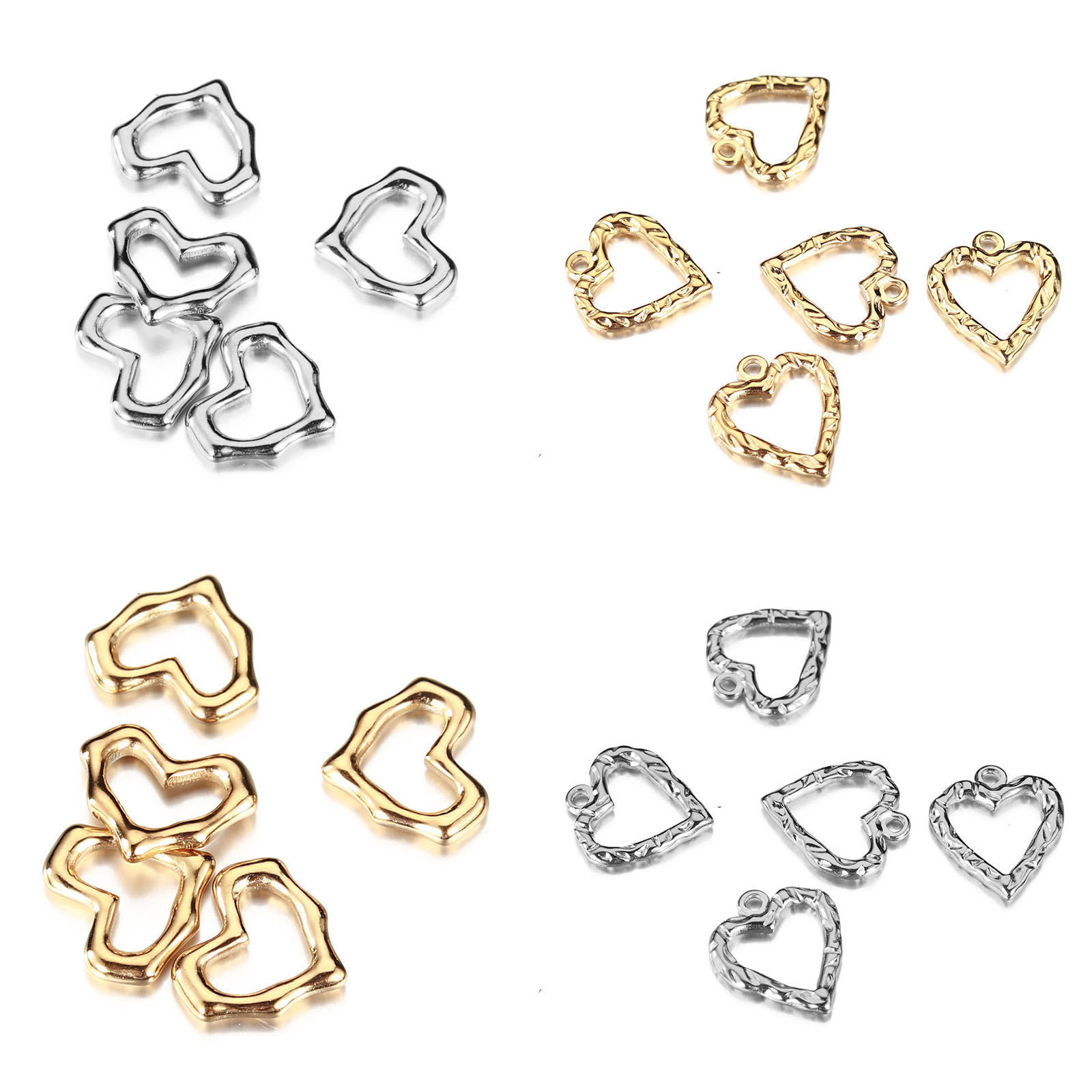 Immagine di 304 Acciaio Inossidabile San Valentino Charms Cuore Multicolore Filigrana 2 Pz