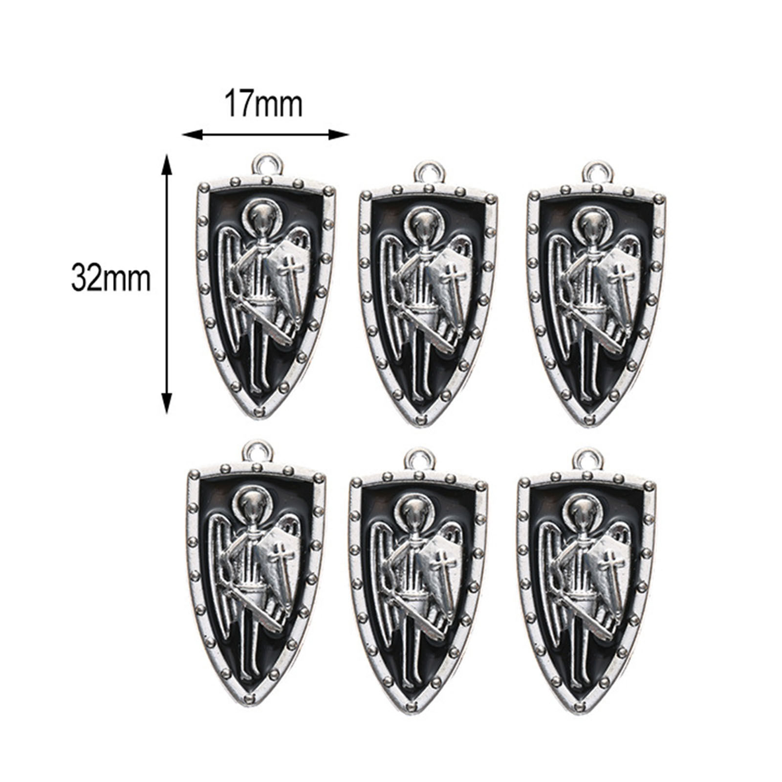Immagine di Lega di Zinco Ciondoli Scudo Multicolore Extraterrestre Smalto 3.2cm x 1.7cm , 10 Pz