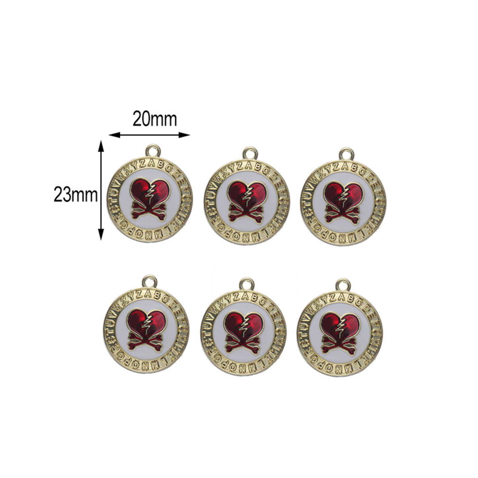 Immagine di Lega di Zinco San Valentino Charms Tondo Cuore Smalto 23mm x 20mm , 10 Pz