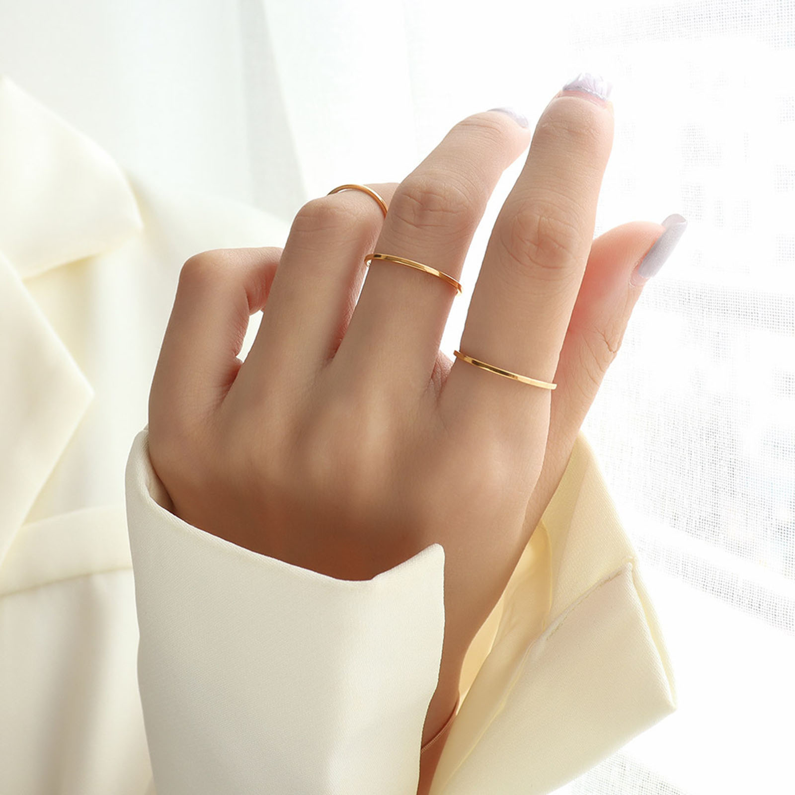 Picture of Eco-friendly Simple & Casual Simple 18K Real Gold Plated 304 Stainless Steel Unadjustable Rings Unisex