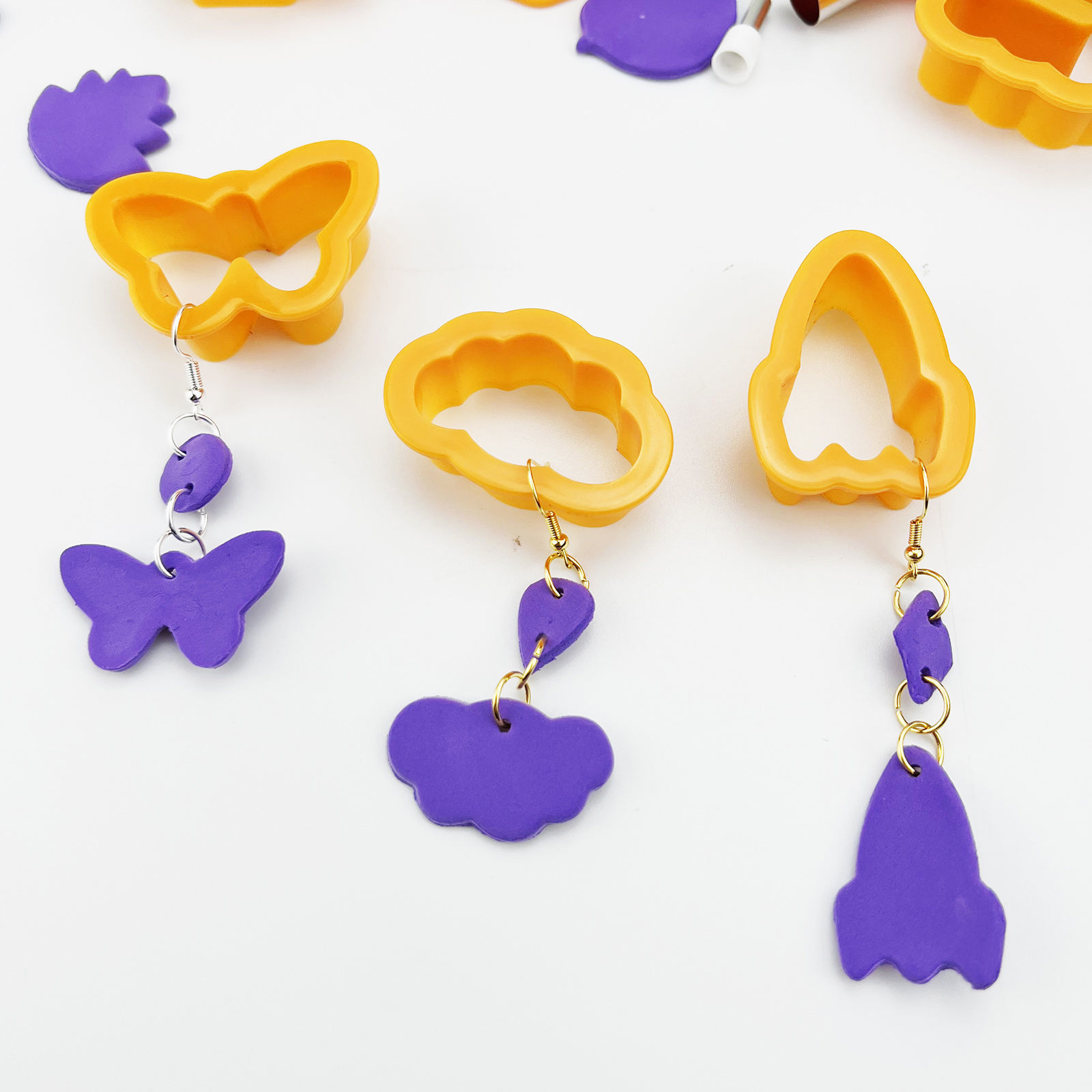 Picture of Plastic Modeling Clay Tools DIY Handmade Earring Jewelry Material Set Multicolor Butterfly Animal Cactus