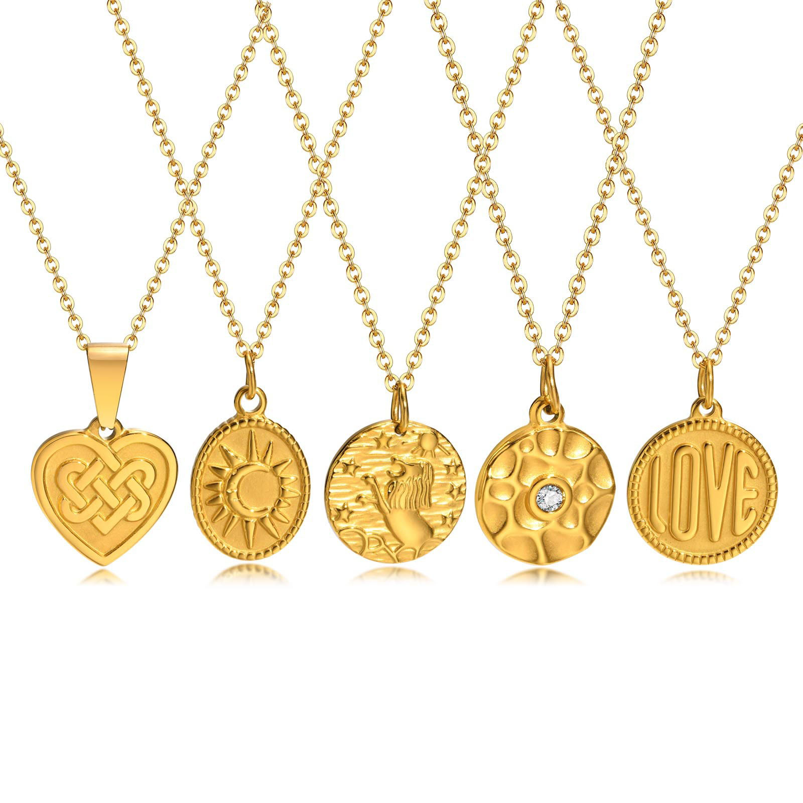 Immagine di Ecologico Retrò Elegante 18K Oro riempito 304 Acciaio Inossidabile Rollo Catena Geometrica Collana con Ciondolo Per Donne 1 Pz
