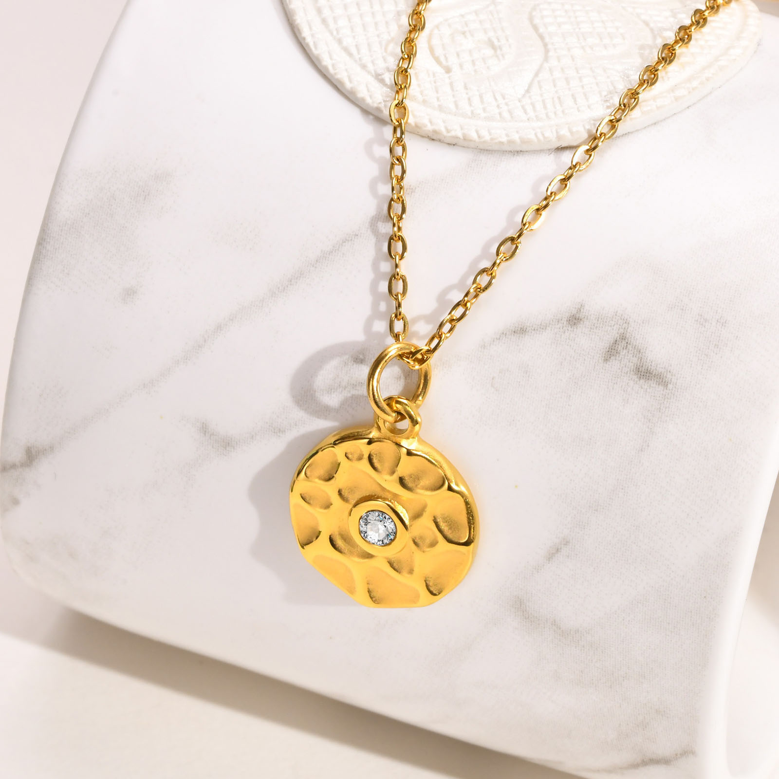 Immagine di Ecologico Retrò Elegante 18K Oro riempito 304 Acciaio Inossidabile Rollo Catena Geometrica Collana con Ciondolo Per Donne 1 Pz