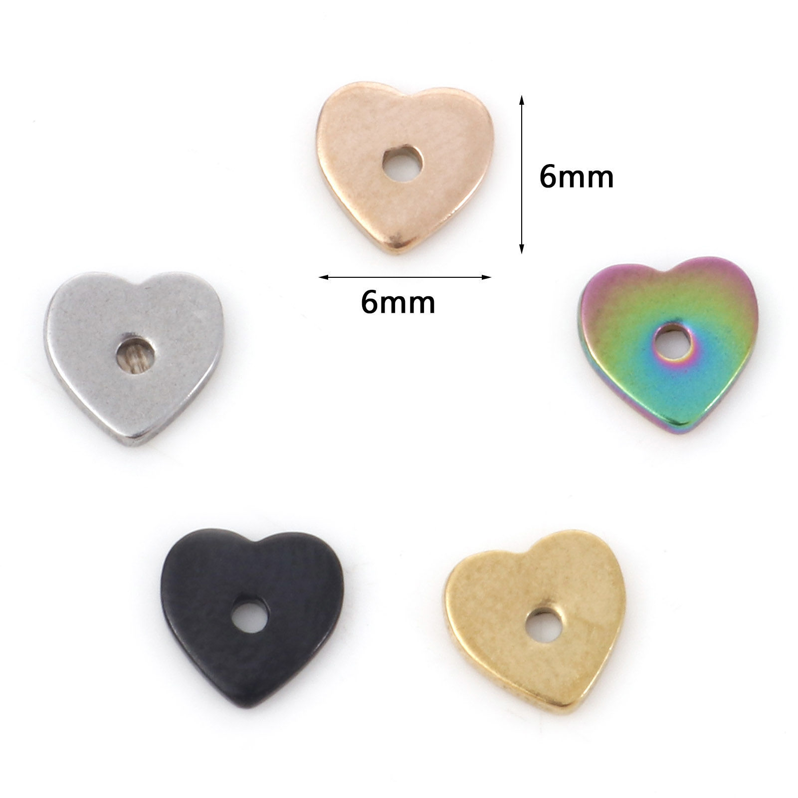 Immagine di 304 Acciaio Inossidabile Perline Spacer Separatore Cuore 6mm x 6mm, 10 Pz