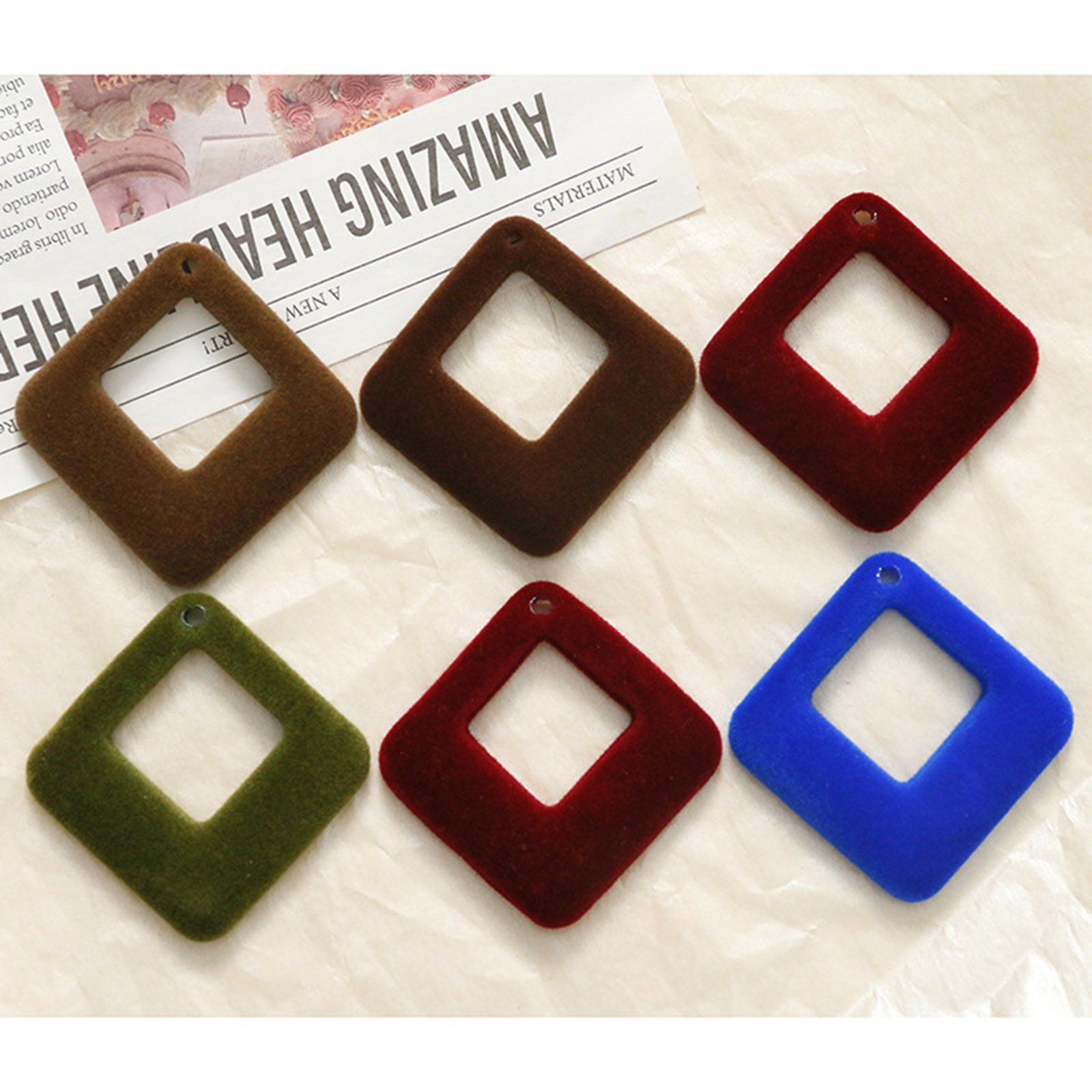Immagine di Resin Geometry Series Pendants Rhombus Multicolor Flocking 3.3cm x 3.3cm, 10 PCs