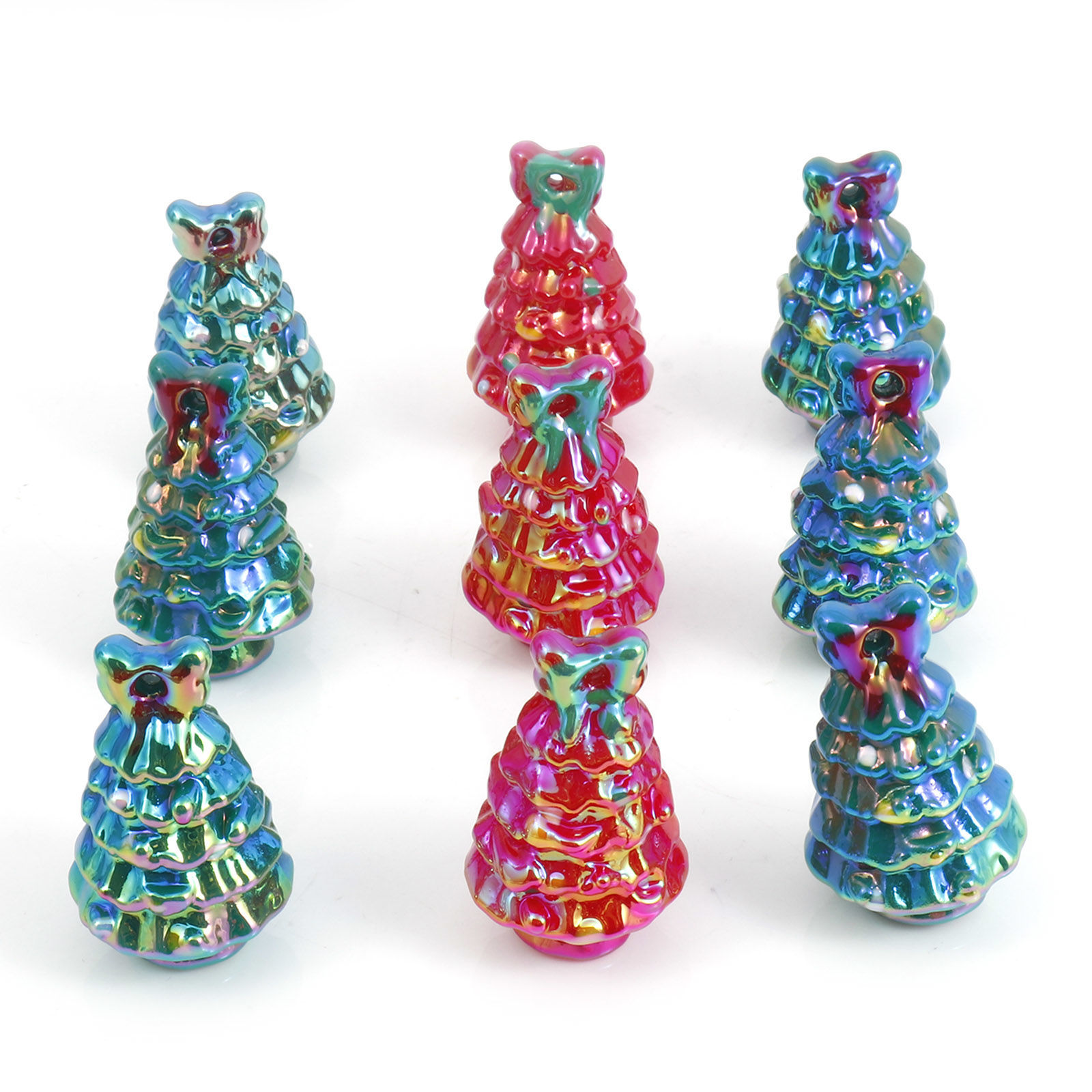 Imagen de Resina 3D Colgantes Árbol de Navidad Multicolor AB Color 3.7cm x 2.3cm, 2 Unidades