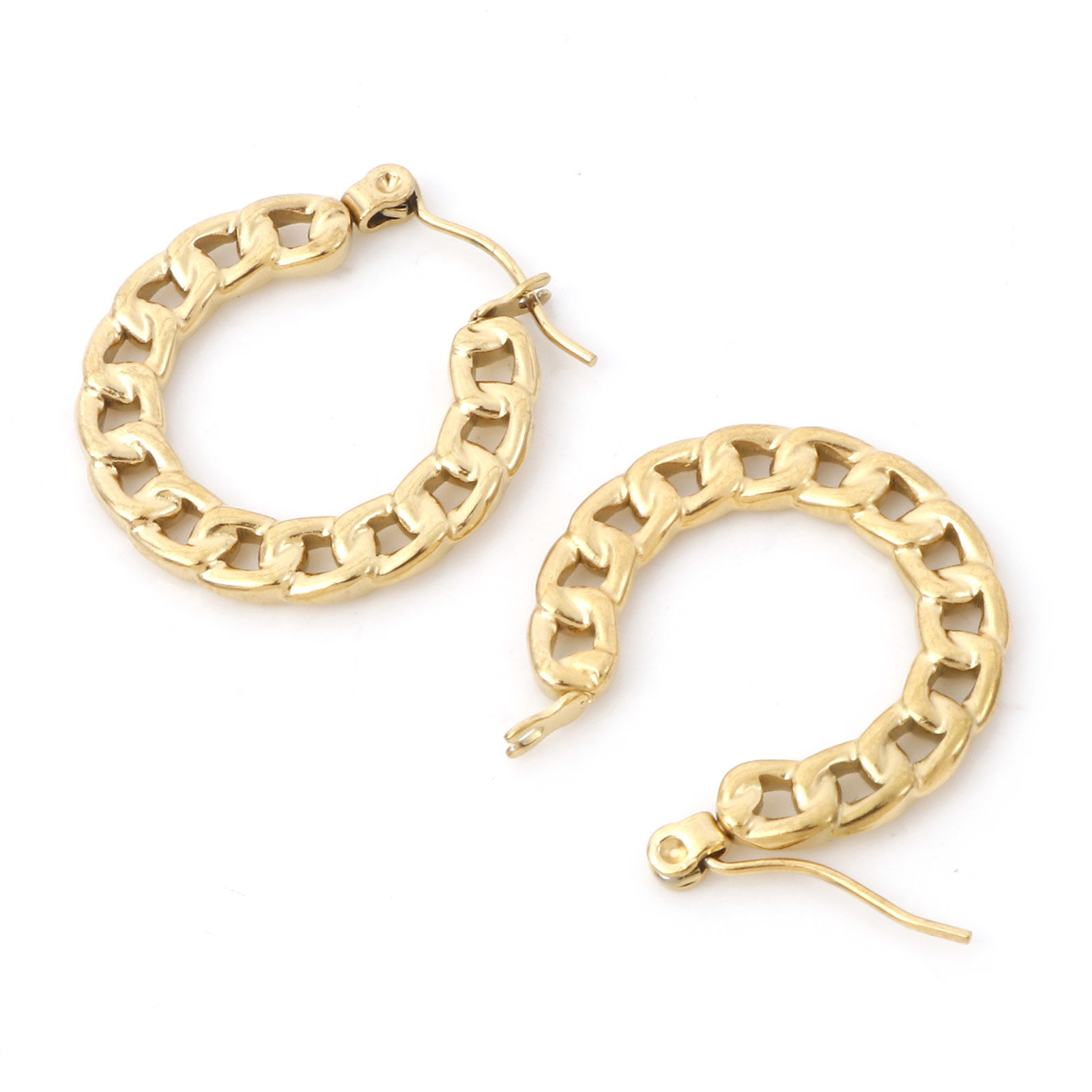 Immagine di 316 Acciaio inossidabile Elegante orecchino cerchio Multicolore Catena a Maglie Anello 24mm x 22mm, Posta / Filo Dimensione: (21 misura), 1 Paio