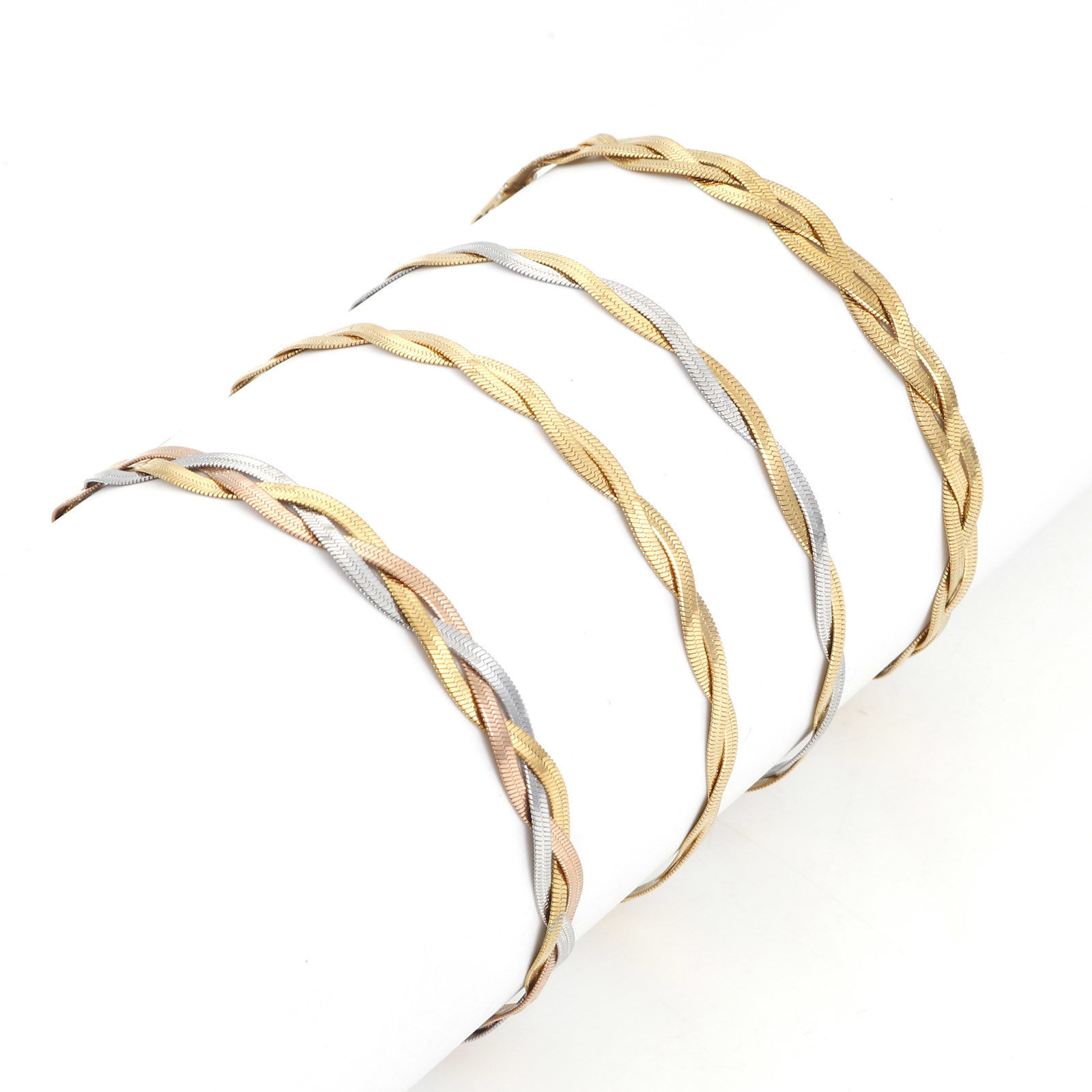 Picture of 304 Stainless Steel Snake Chain Bracelets Braided 18.5cm(7 2/8") long