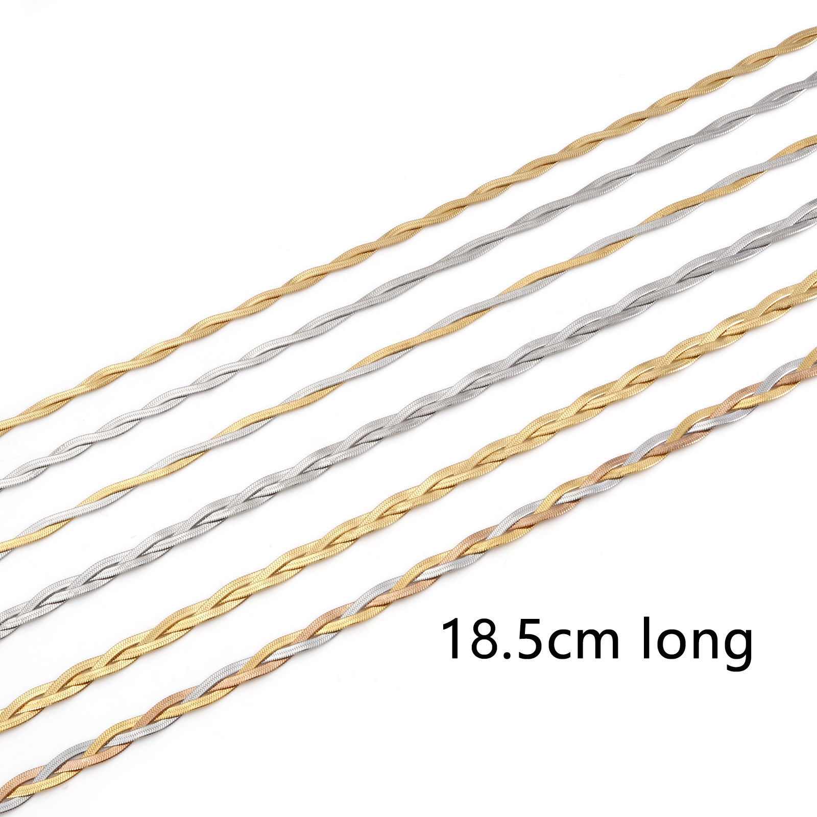 Picture of 304 Stainless Steel Snake Chain Bracelets Braided 18.5cm(7 2/8") long