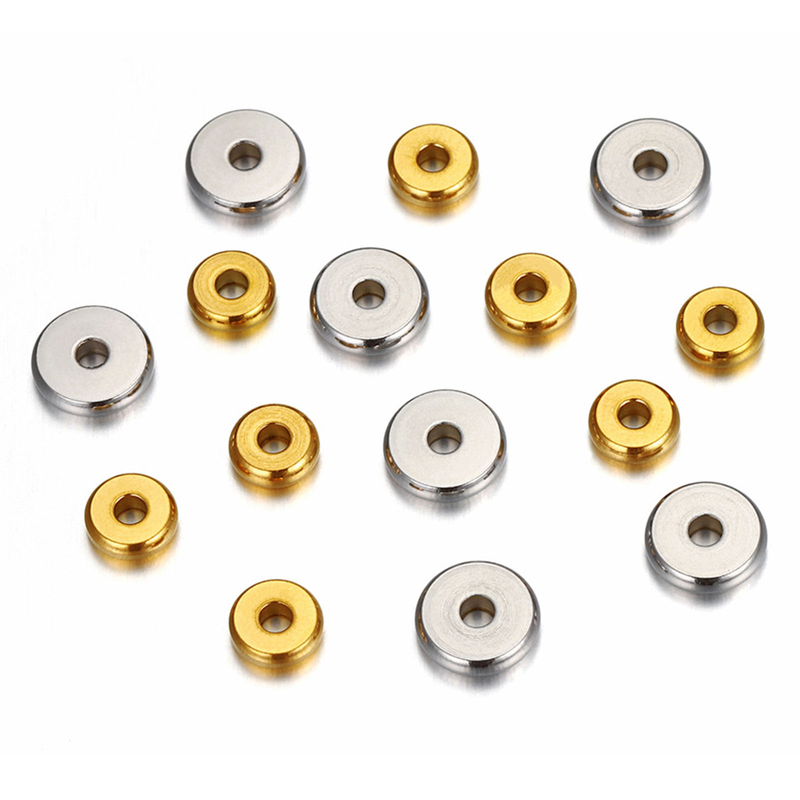 Immagine di 304 Stainless Steel Spacer Beads Flat Round 50 PCs