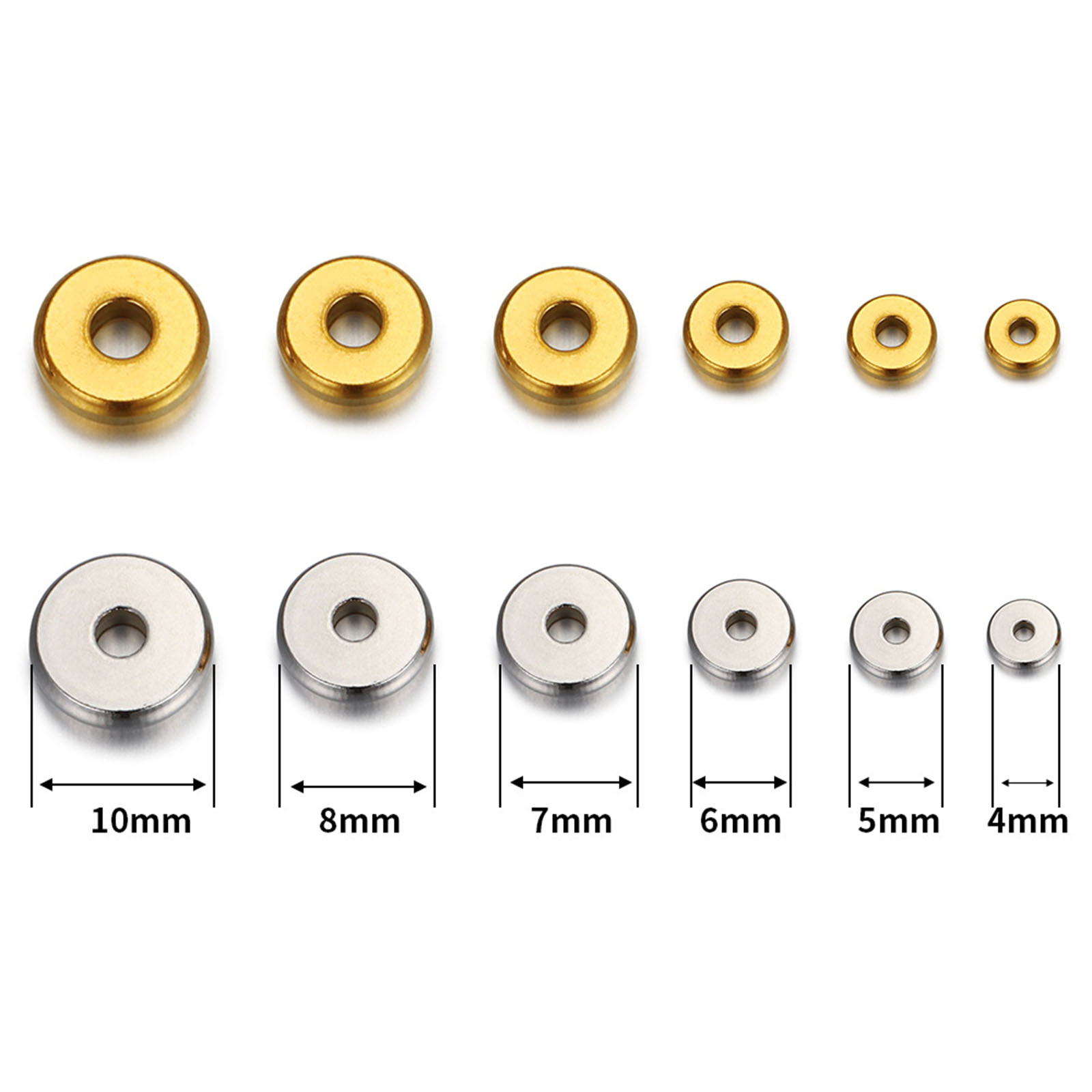 Immagine di 304 Stainless Steel Spacer Beads Flat Round 50 PCs
