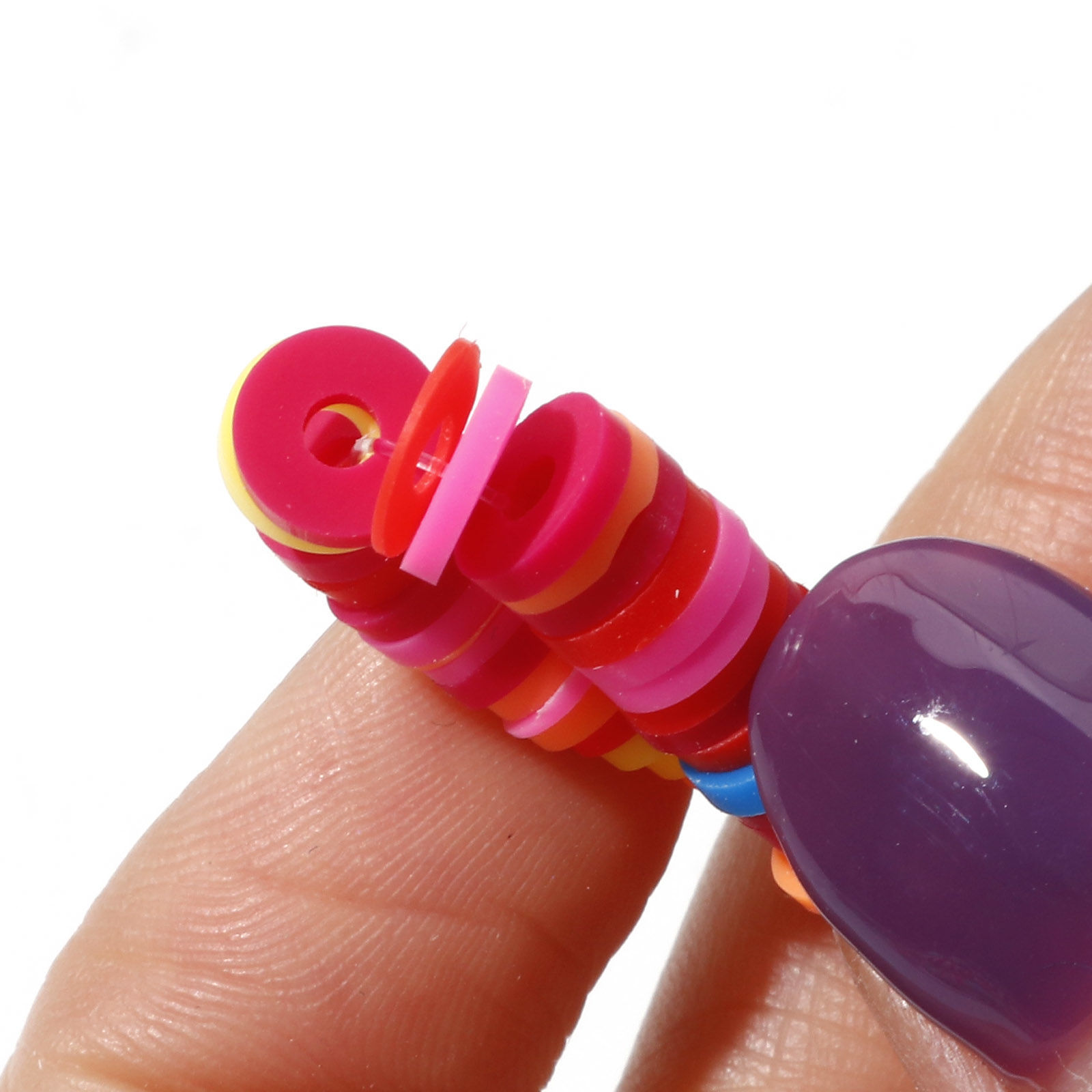 Bild von Polymer Ton Katsuki Perlen Rund Bunt, 6mm D., Loch: 2mm, 40cm lang/Strang, 300 - 360 Stk./Strang, 5 Stränge