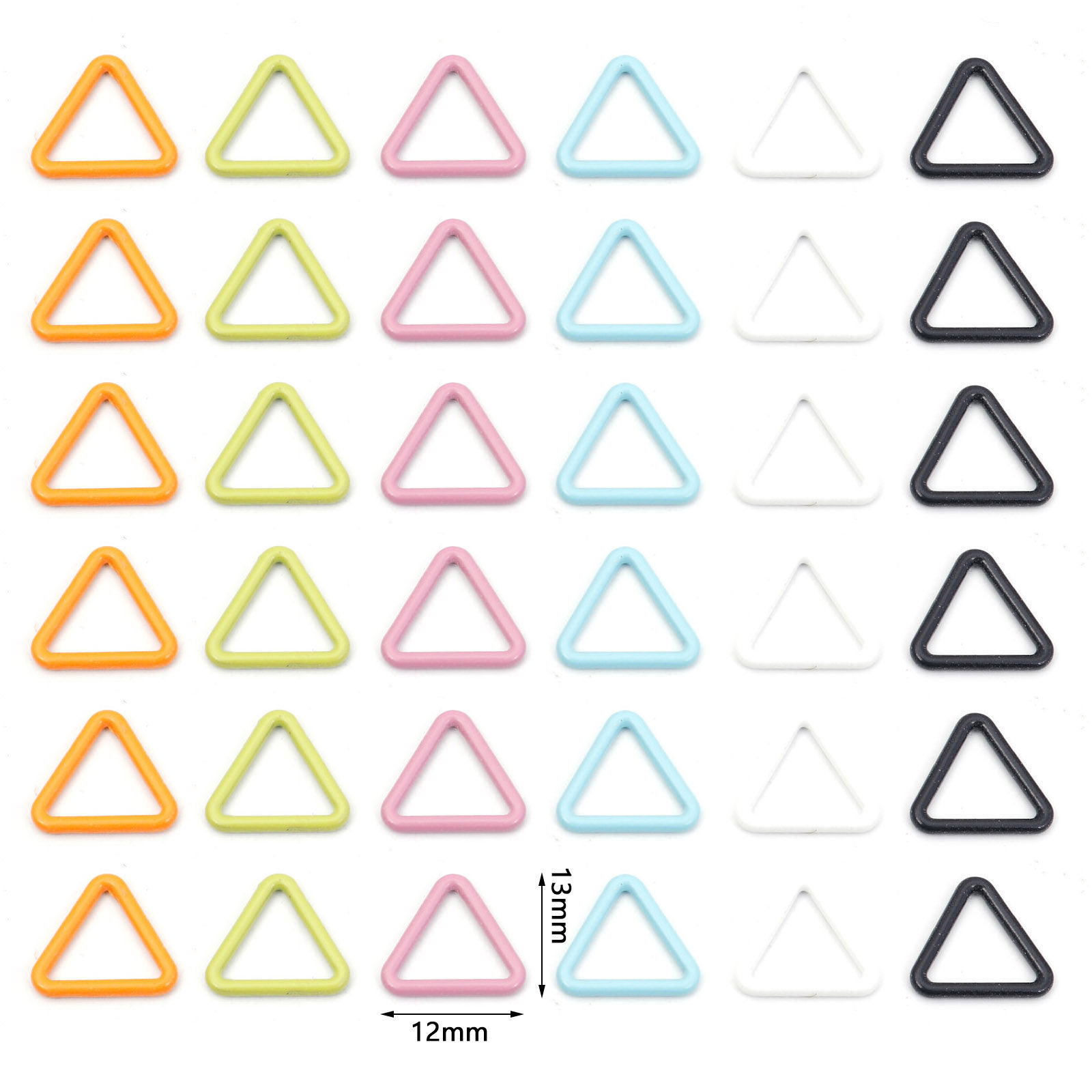 Immagine di Lega di Zinco Marcatori di Punto a maglia Triangolo Multicolore Pittura 13mm x 12mm, 1 Pacchetto