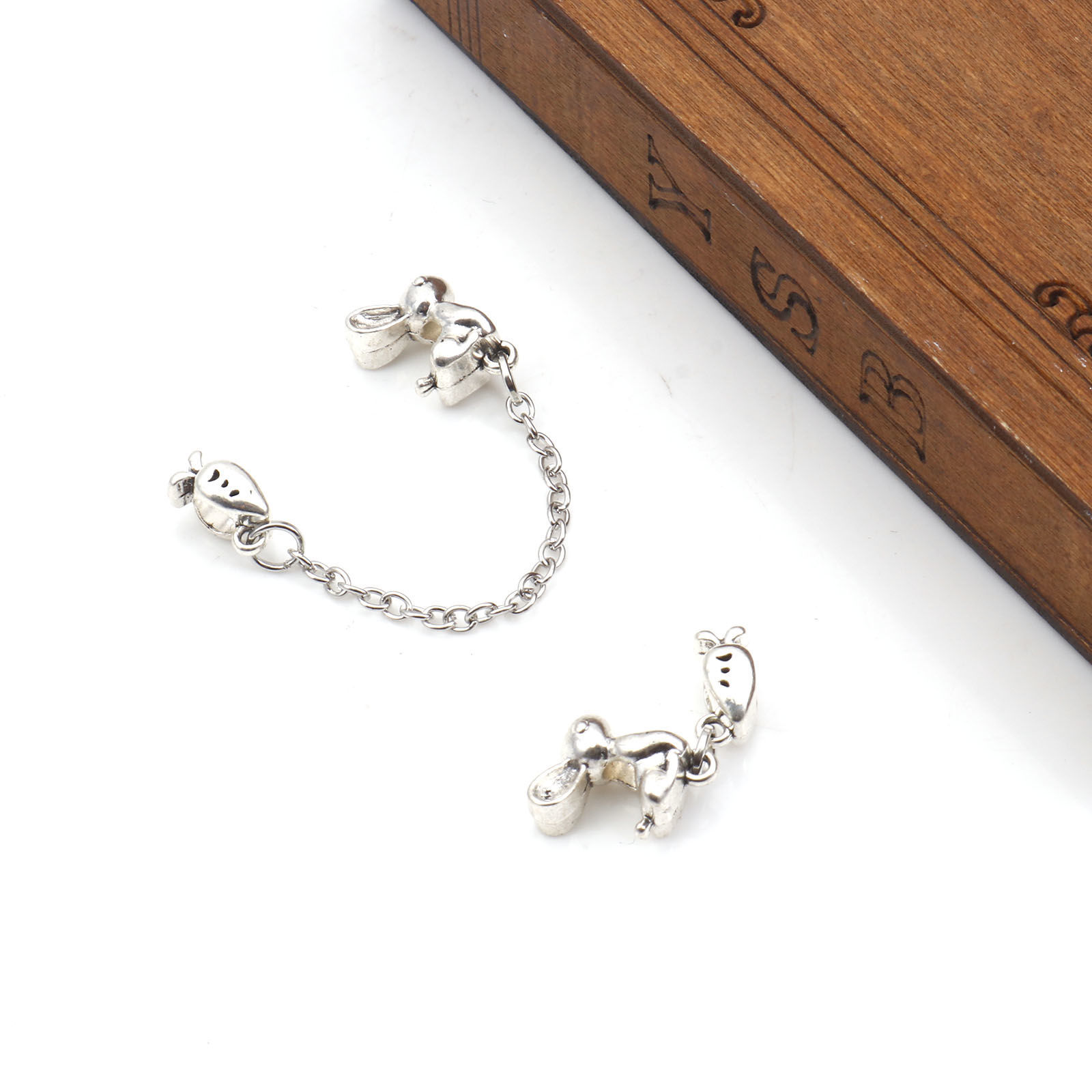 Picture of Zinc Based Alloy European Style Large Hole Charm Beads Antique Silver Color Rabbit Animal Radish