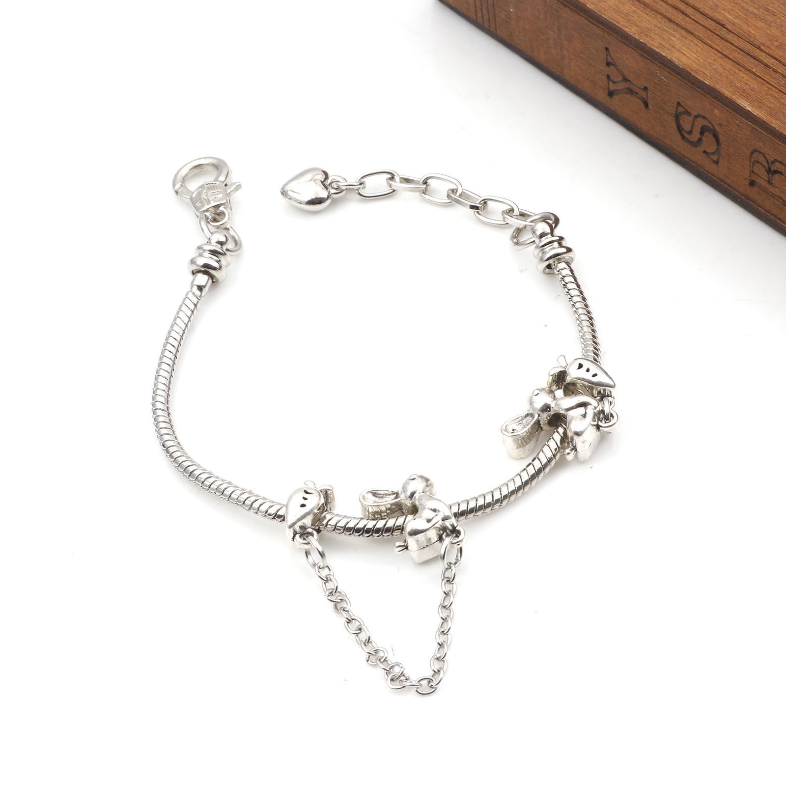 Picture of Zinc Based Alloy European Style Large Hole Charm Beads Antique Silver Color Rabbit Animal Radish