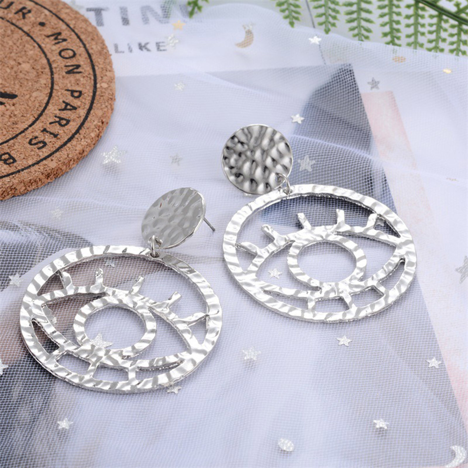 Imagen de Elegante Pendientes Ronda Ojo Hueco 1 Par