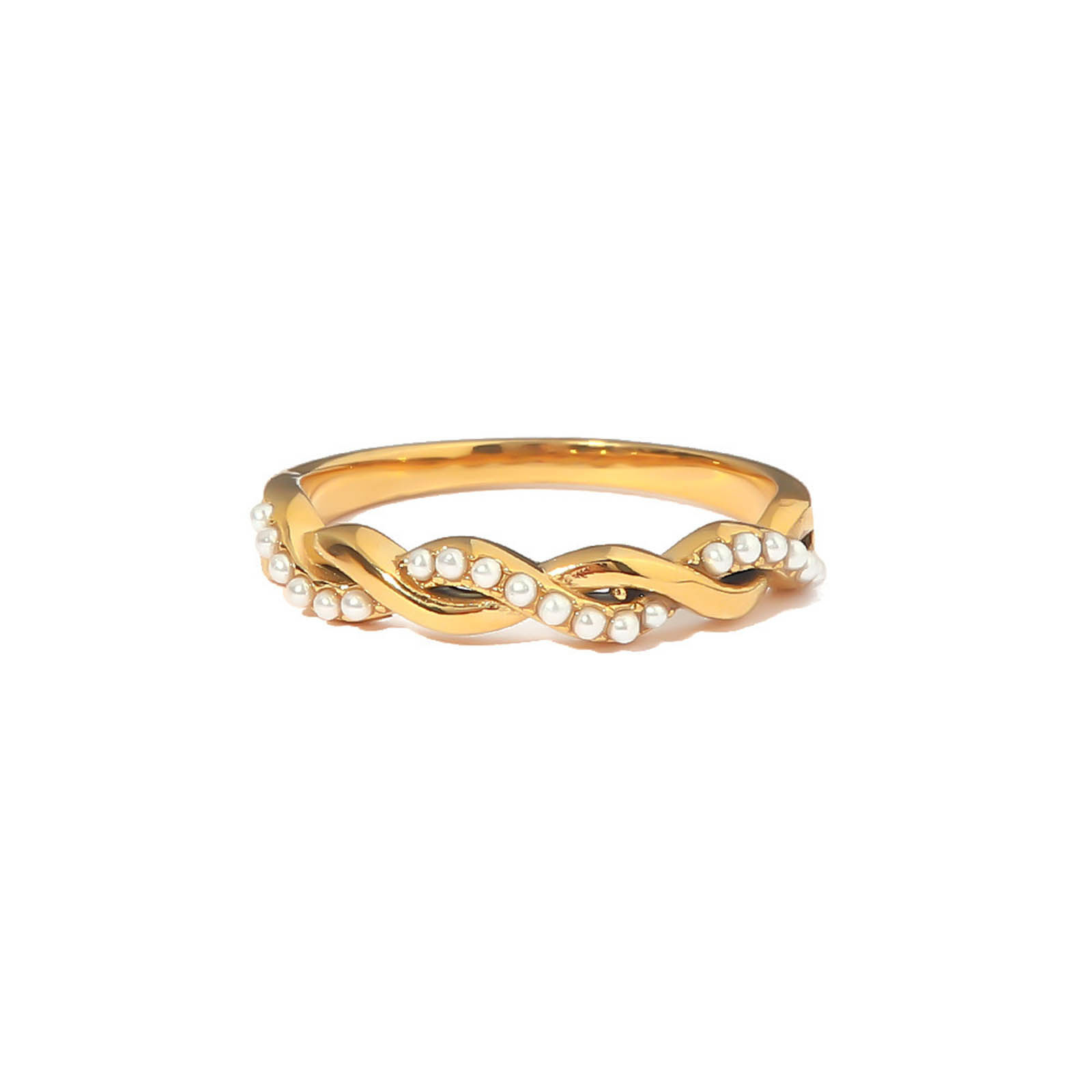 Bild von Umweltfreundlich Elegant Stilvoll 18K Vergoldet 304 Edelstahl & Naturperle Uneinstellbar Geflochten Ring Für Frauen 1 Stück