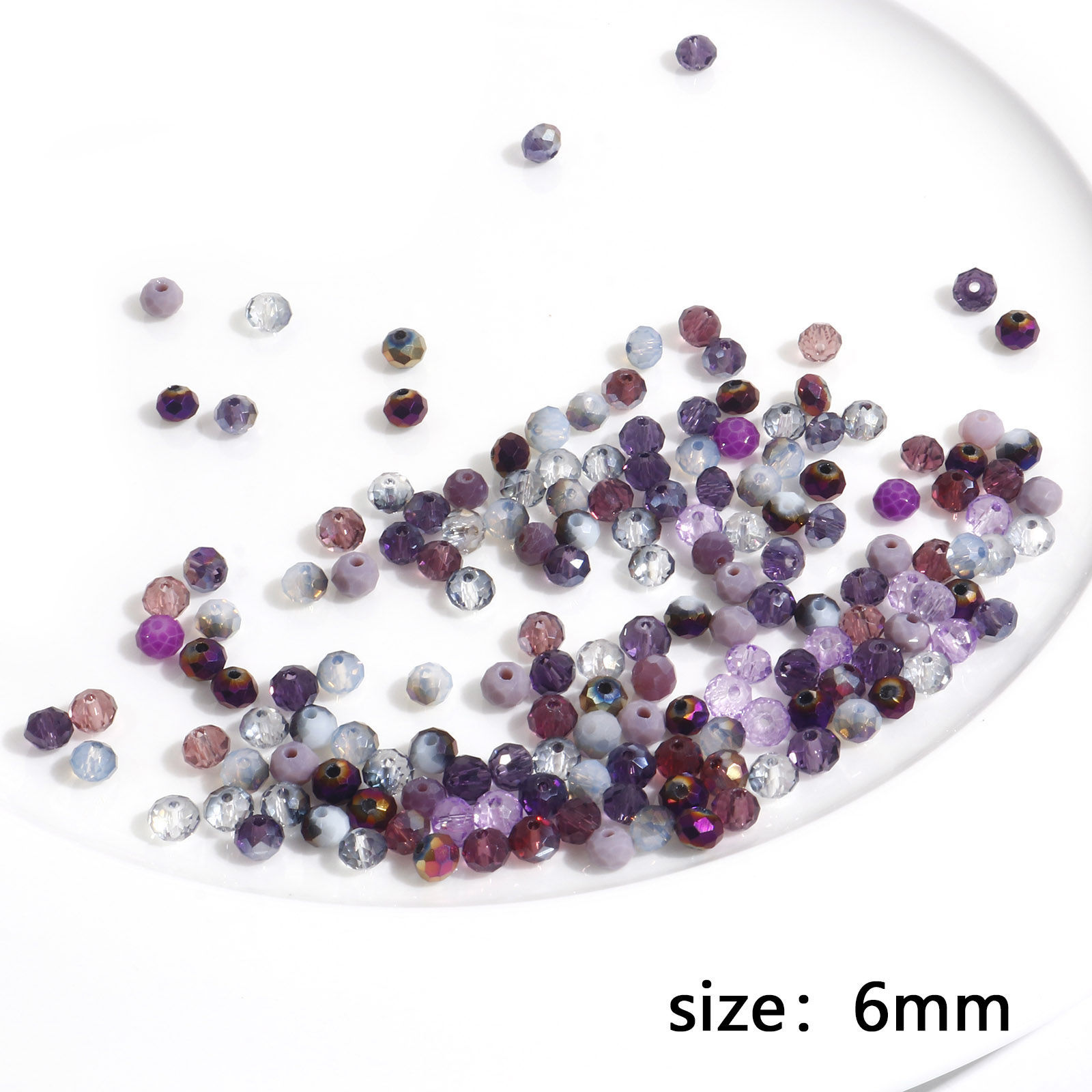 Bild von Glasperlen, rund, mehrfarbig, nach dem Zufallsprinzip facettiert, ca. 6 mm Durchmesser