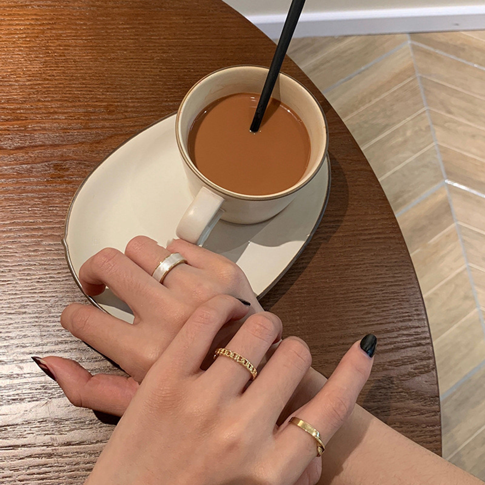Imagen de Respetuoso del Medio Ambiente Sencillo & Casual Estilo Ins 14K Oro Real Chappado Cobre Abierto Ajustable Anillos Para Mujeres 1 Unidad