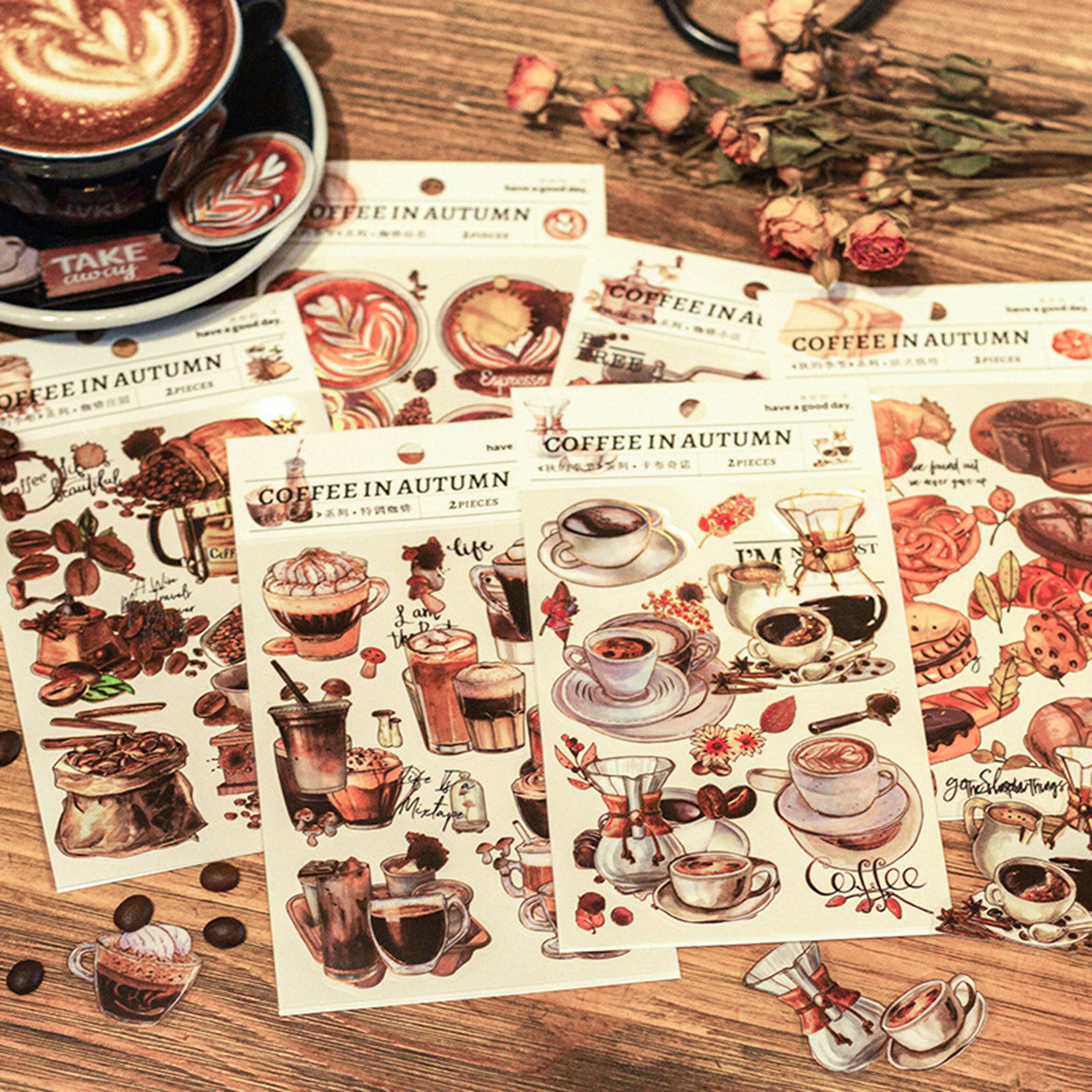 Immagine di PET DIY Decorazione Di Scrapbook Adesivi Multicolore Macchina per il caffè Bevande 18.7cm x 10.9cm, 1 Serie ( 2 Pz/Serie)