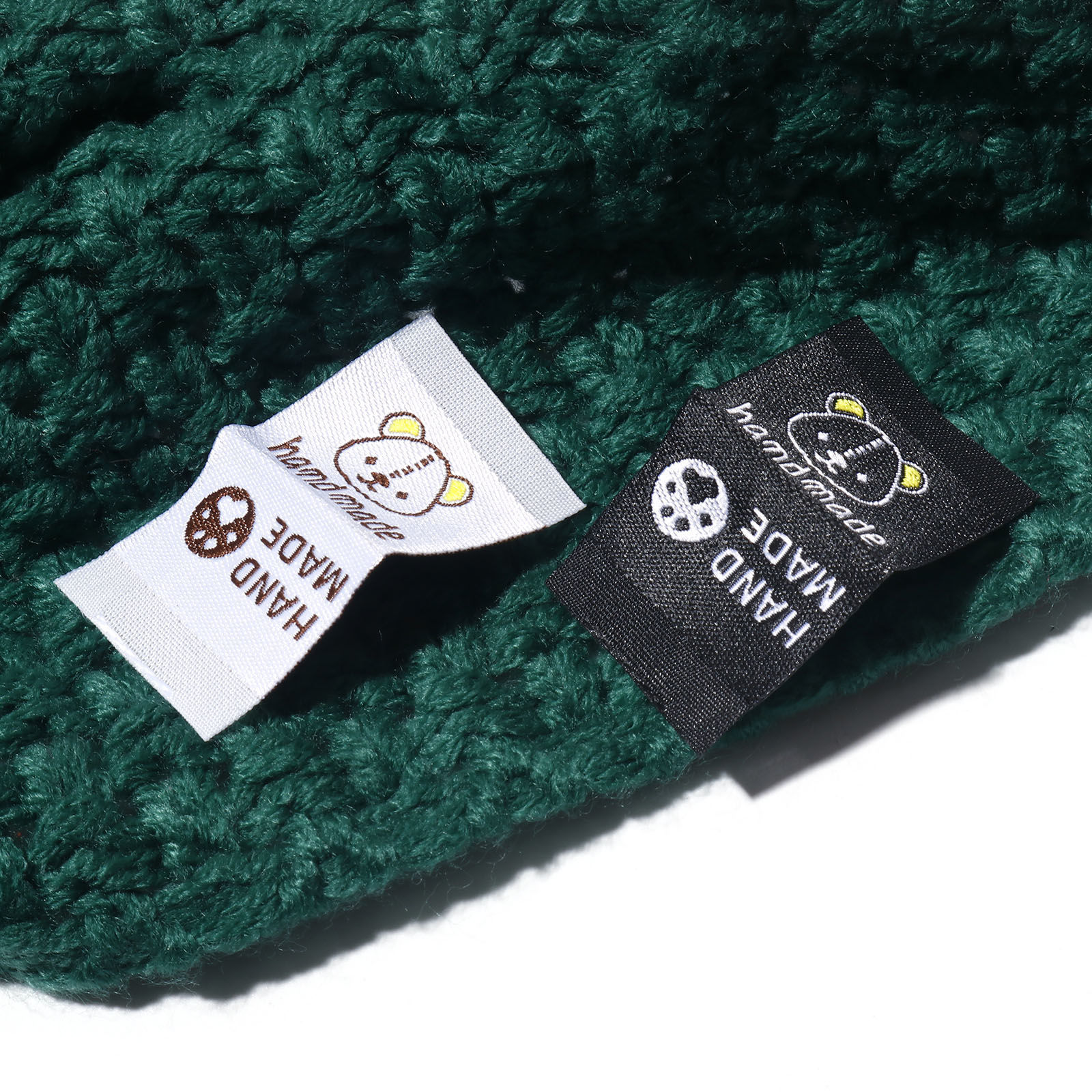 Bild von Terylen Label-Tag für Kleidung Rechteck Bunt , mit Bär Muster, " Hand Made", 4.4cm x 2.4cm , 50 Stück