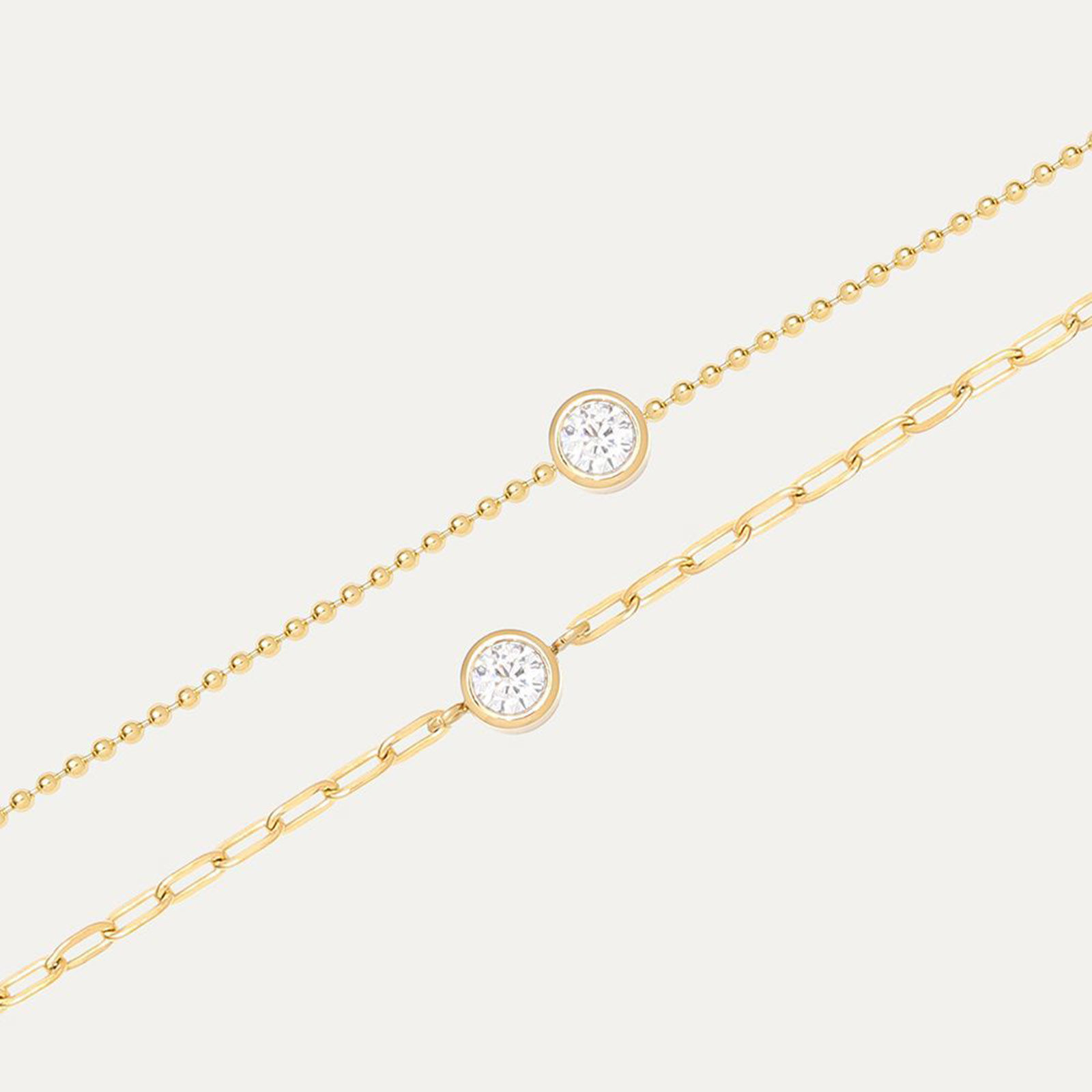Picture of Eco-friendly Exquisite Stylish 18K Real Gold Plated 304 Stainless Steel & Cubic Zirconia Link Chain Round Charm Bracelets For Women