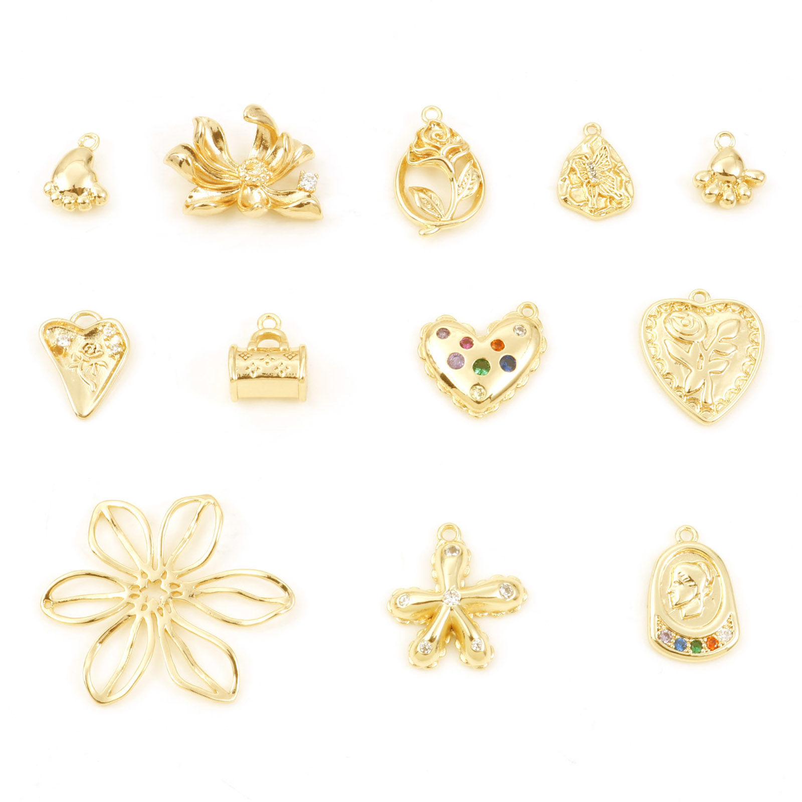 Immagine di Rame Charms Piedi Oro riempito Rosa 2 Pz