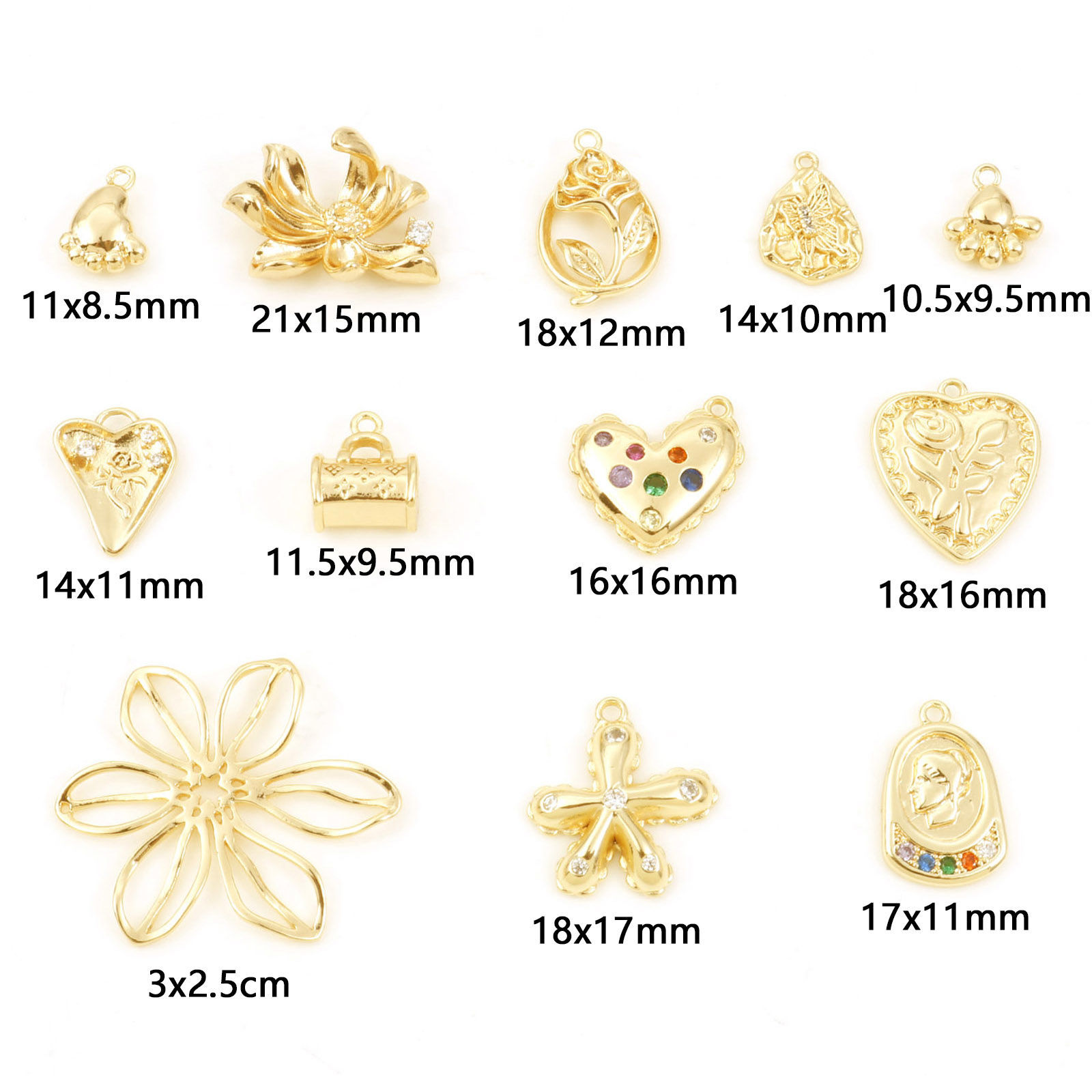 Immagine di Rame Charms Piedi Oro riempito Rosa 2 Pz