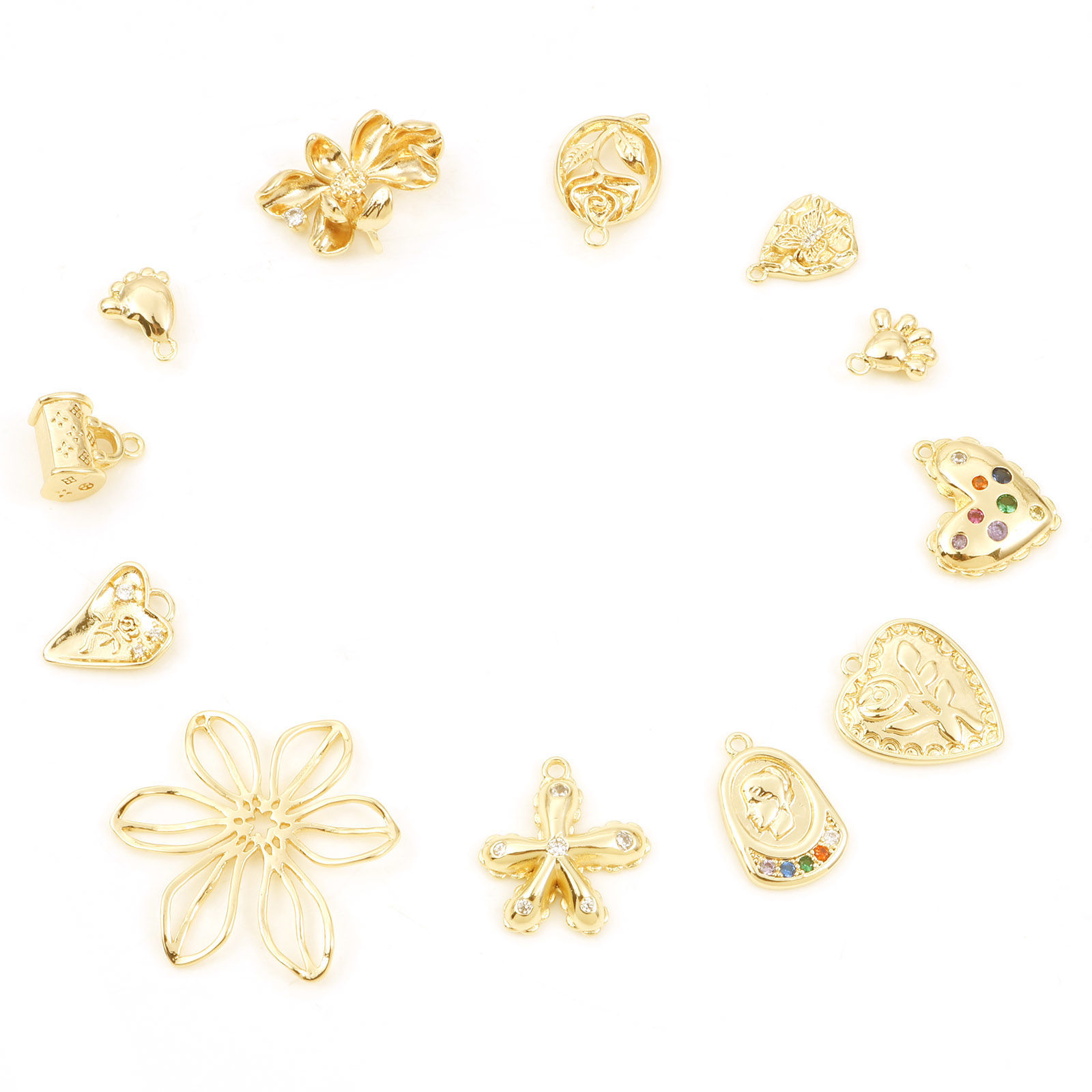 Immagine di Rame Charms Piedi Oro riempito Rosa 2 Pz