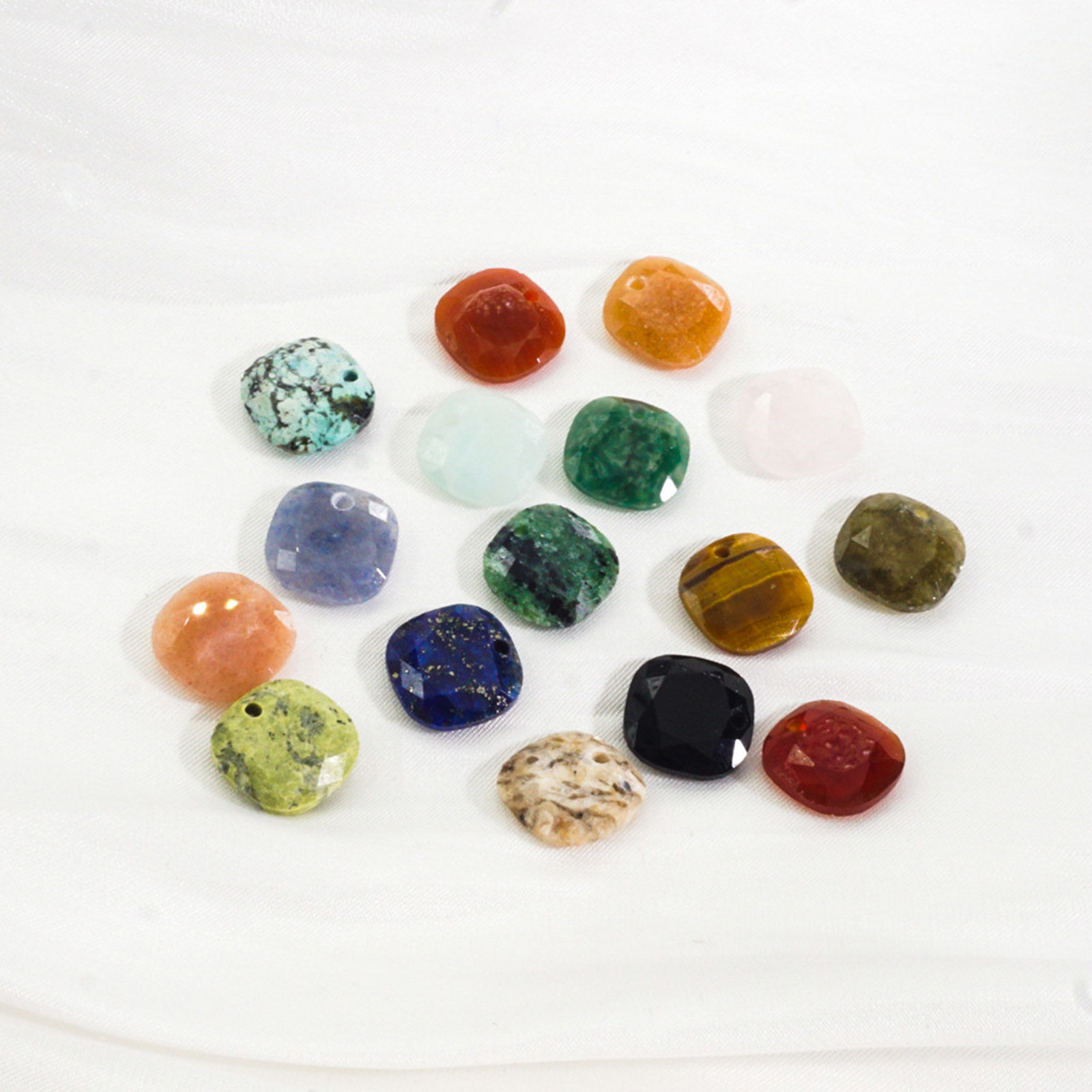 Imagen de Piedra ( Natural/teñido ) Colgantes Charms Multicolor Cuadrado Sección 11mm x 11mm, 1 Unidad