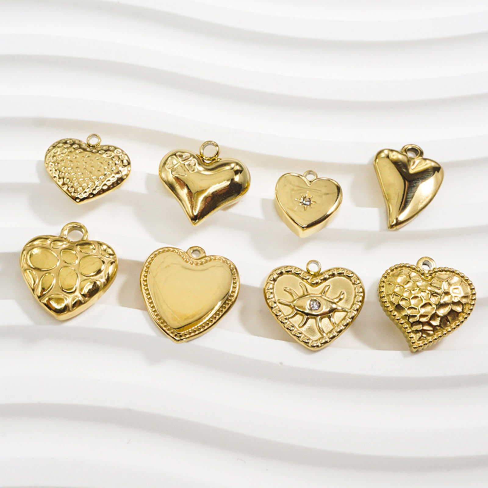 Immagine di 304 Acciaio Inossidabile Charms Cuore Oro Placcato 1 Pz