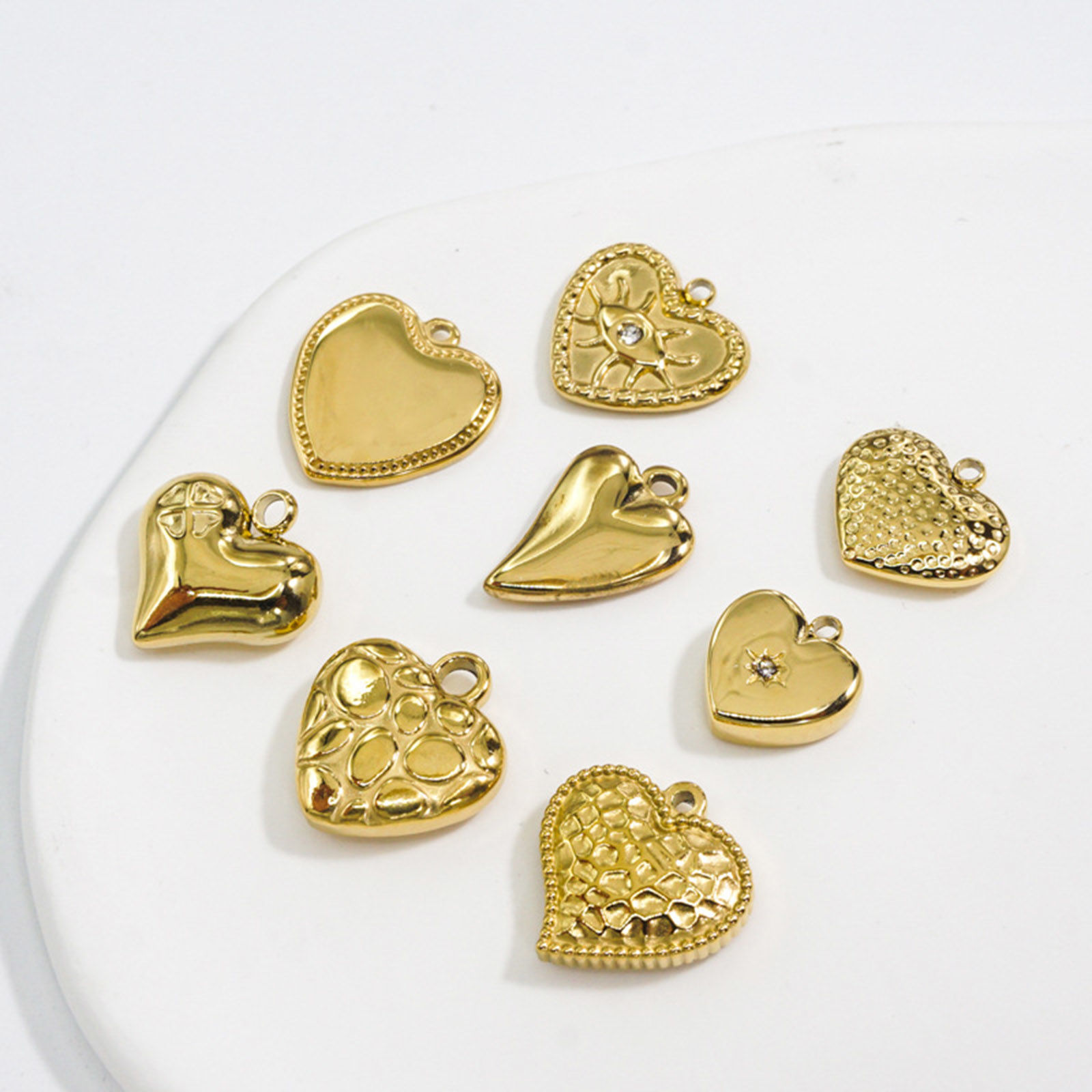Immagine di 304 Acciaio Inossidabile Charms Cuore Oro Placcato 1 Pz