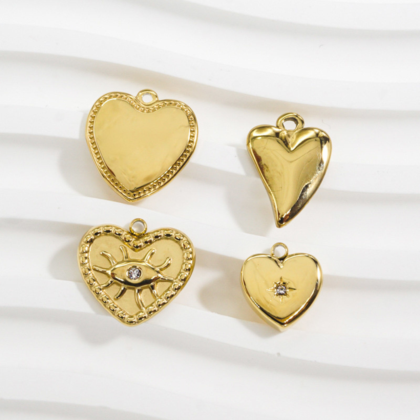 Immagine di 304 Acciaio Inossidabile Charms Cuore Oro Placcato 1 Pz
