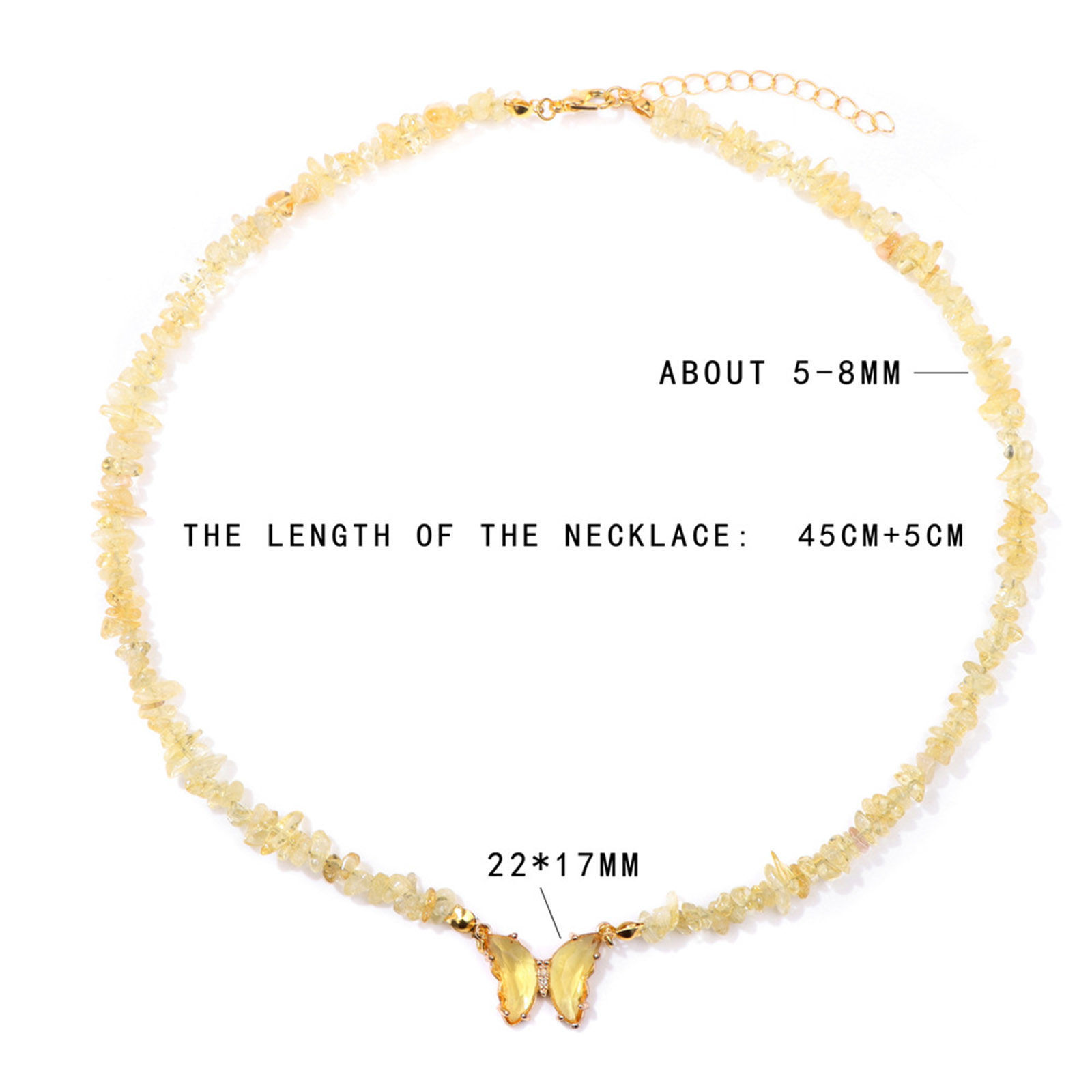 Imagen de Gema Insecto Collar de Cuentas Chapado en Oro Multicolor Chip Beads Mariposa 45cm longitud, 1 Unidad