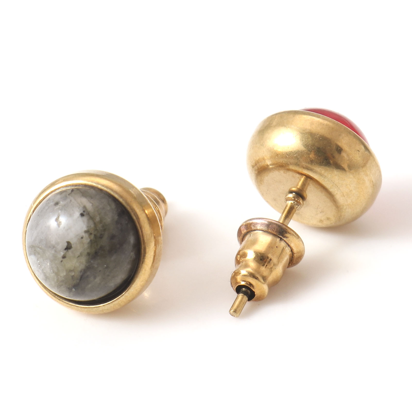 Bild von Ohrstecker aus 304 Edelstahl und Edelsteinen, vergoldet, rund, 10 mm Durchmesser.