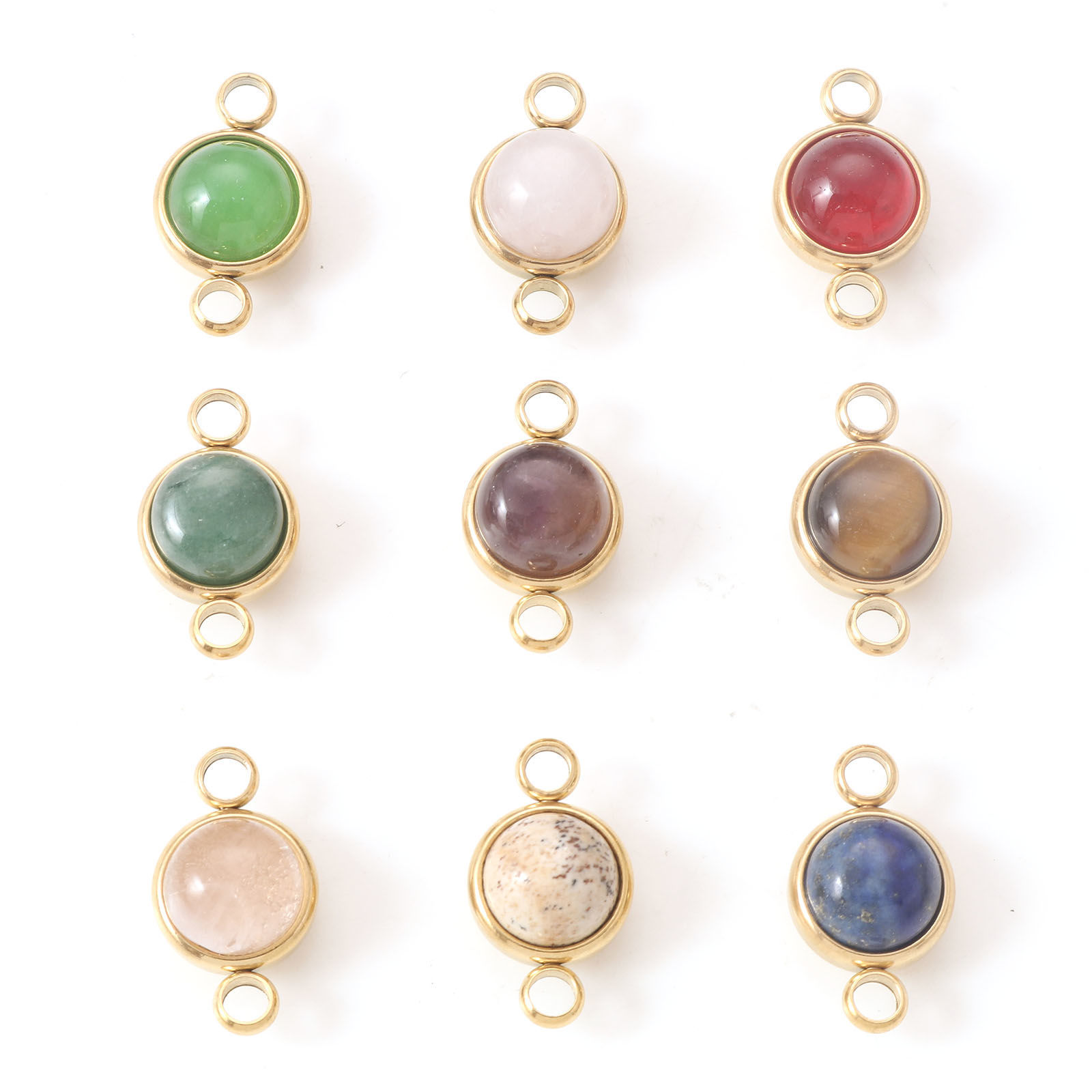 Immagine di Gemma Connettore Tondo Oro Placcato Multicolore 18mm x 10mm, 1 Pz