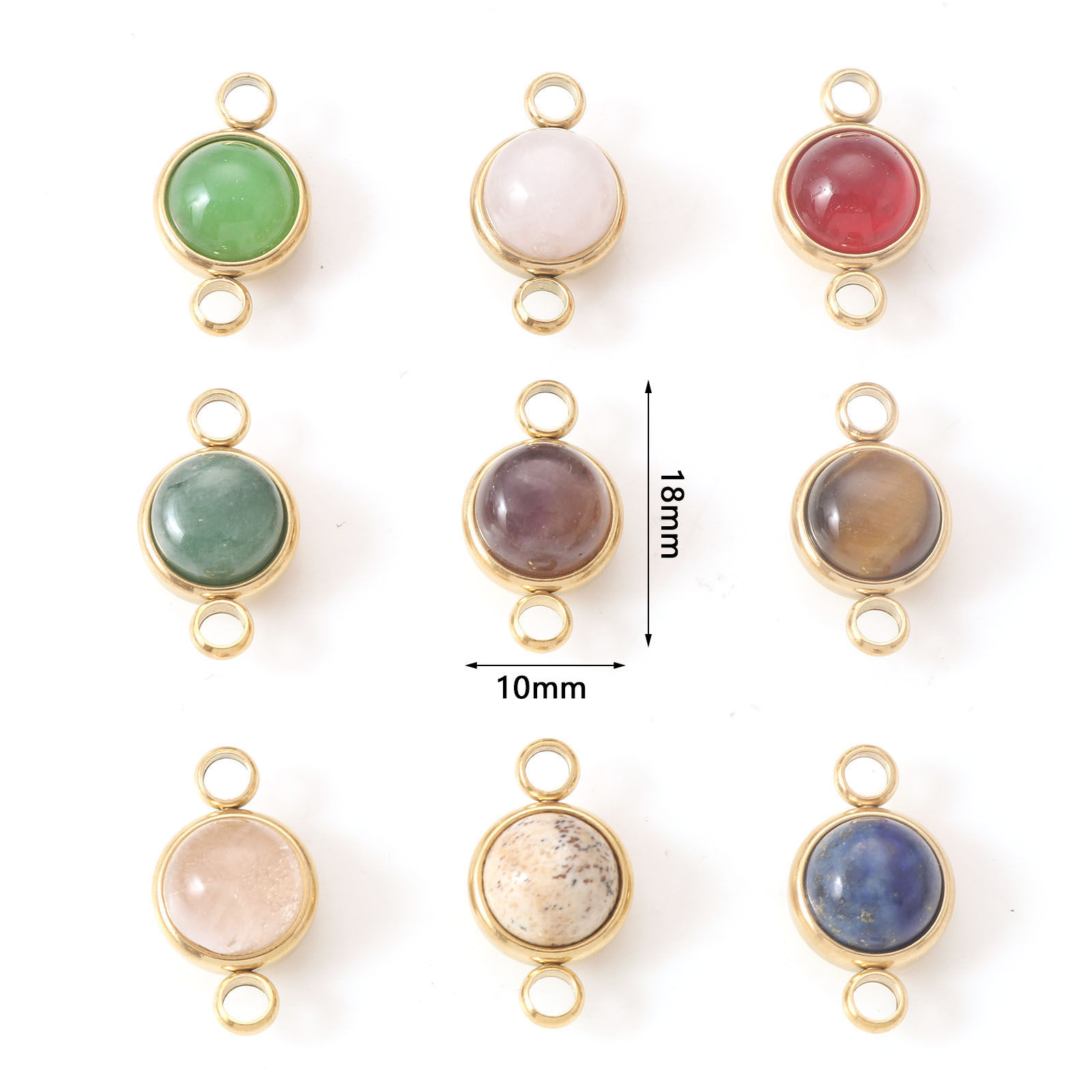Immagine di Gemma Connettore Tondo Oro Placcato Multicolore 18mm x 10mm, 1 Pz