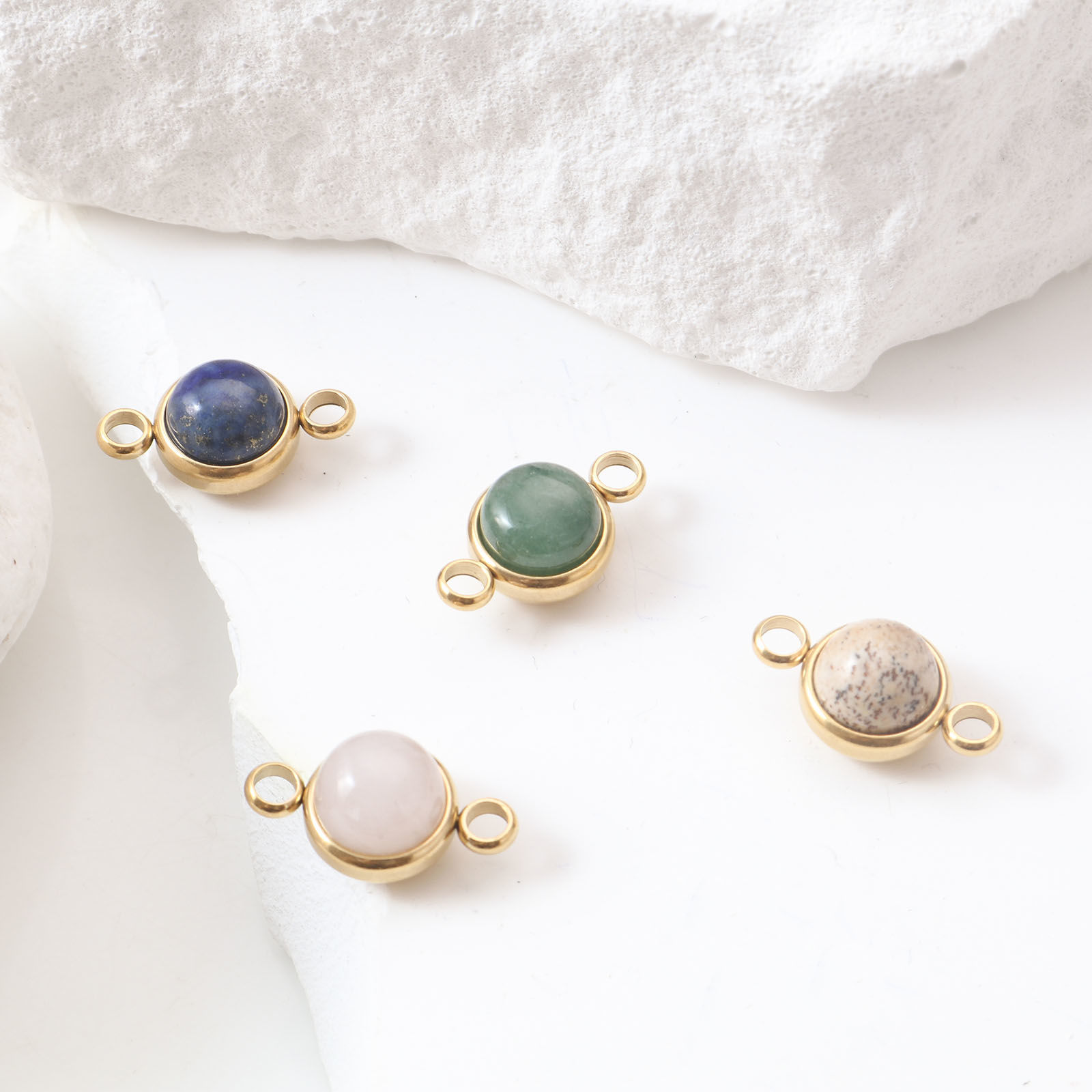 Immagine di Gemma Connettore Tondo Oro Placcato Multicolore 18mm x 10mm, 1 Pz