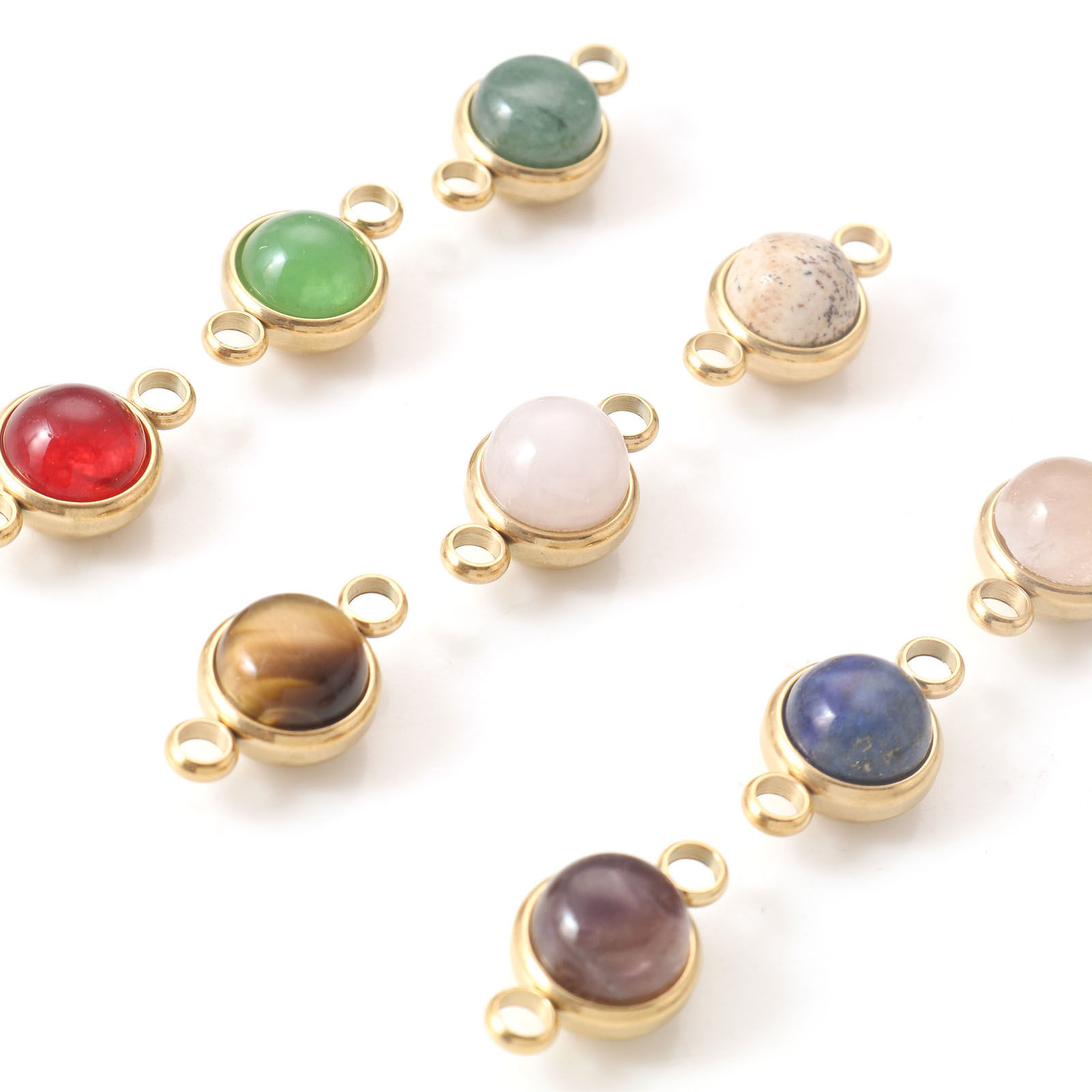 Immagine di Gemma Connettore Tondo Oro Placcato Multicolore 18mm x 10mm, 1 Pz