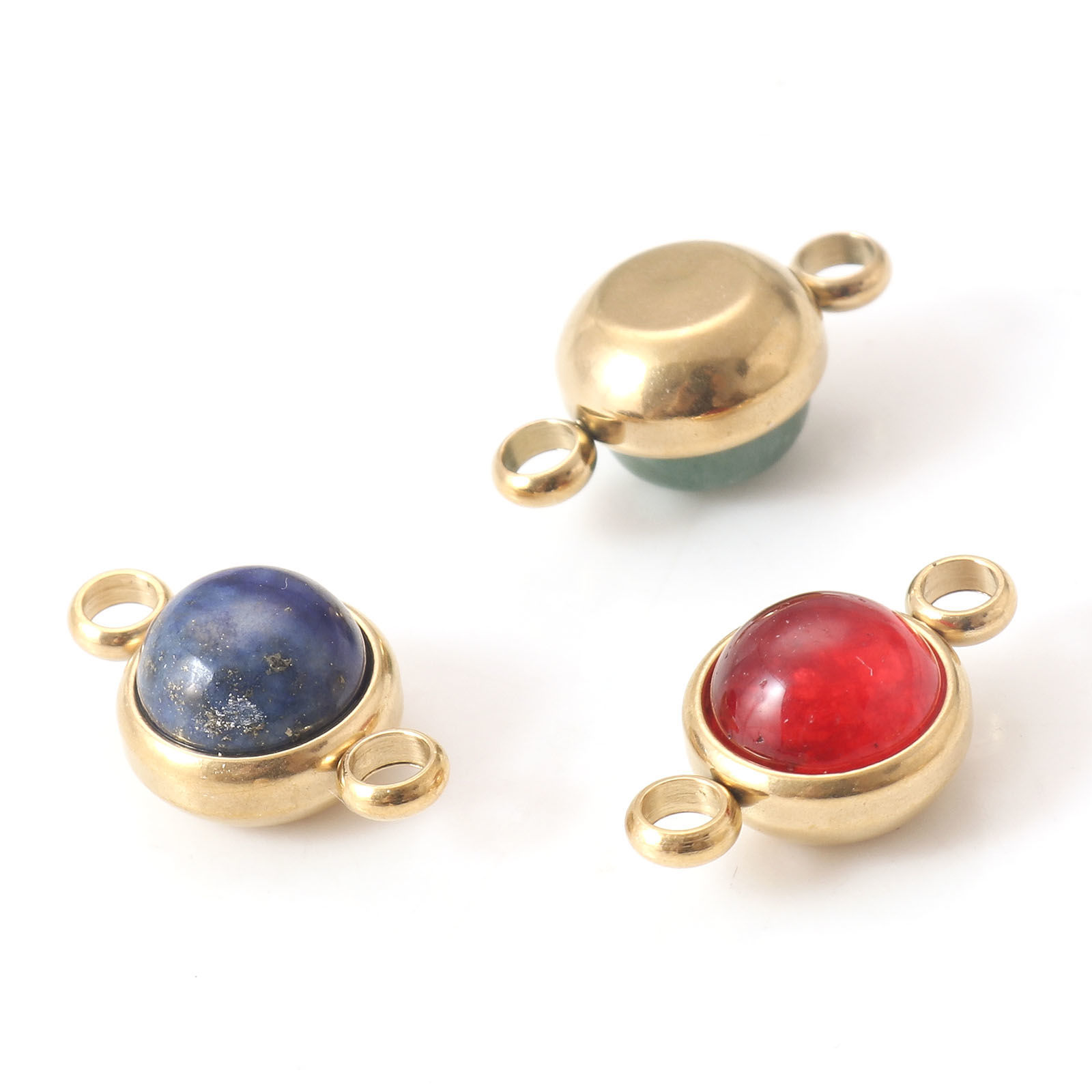 Immagine di Gemma Connettore Tondo Oro Placcato Multicolore 18mm x 10mm, 1 Pz