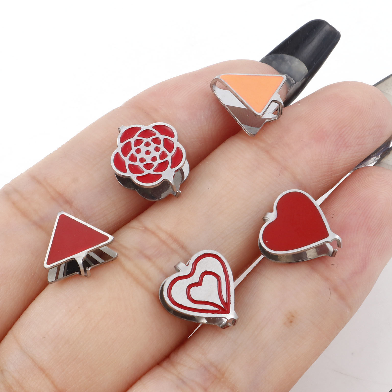 Immagine di 304 Acciaio Inossidabile Fermagli Per Ciondolo Pizzico Tono Argento Smalto 11mm x 10mm, 2 Pz