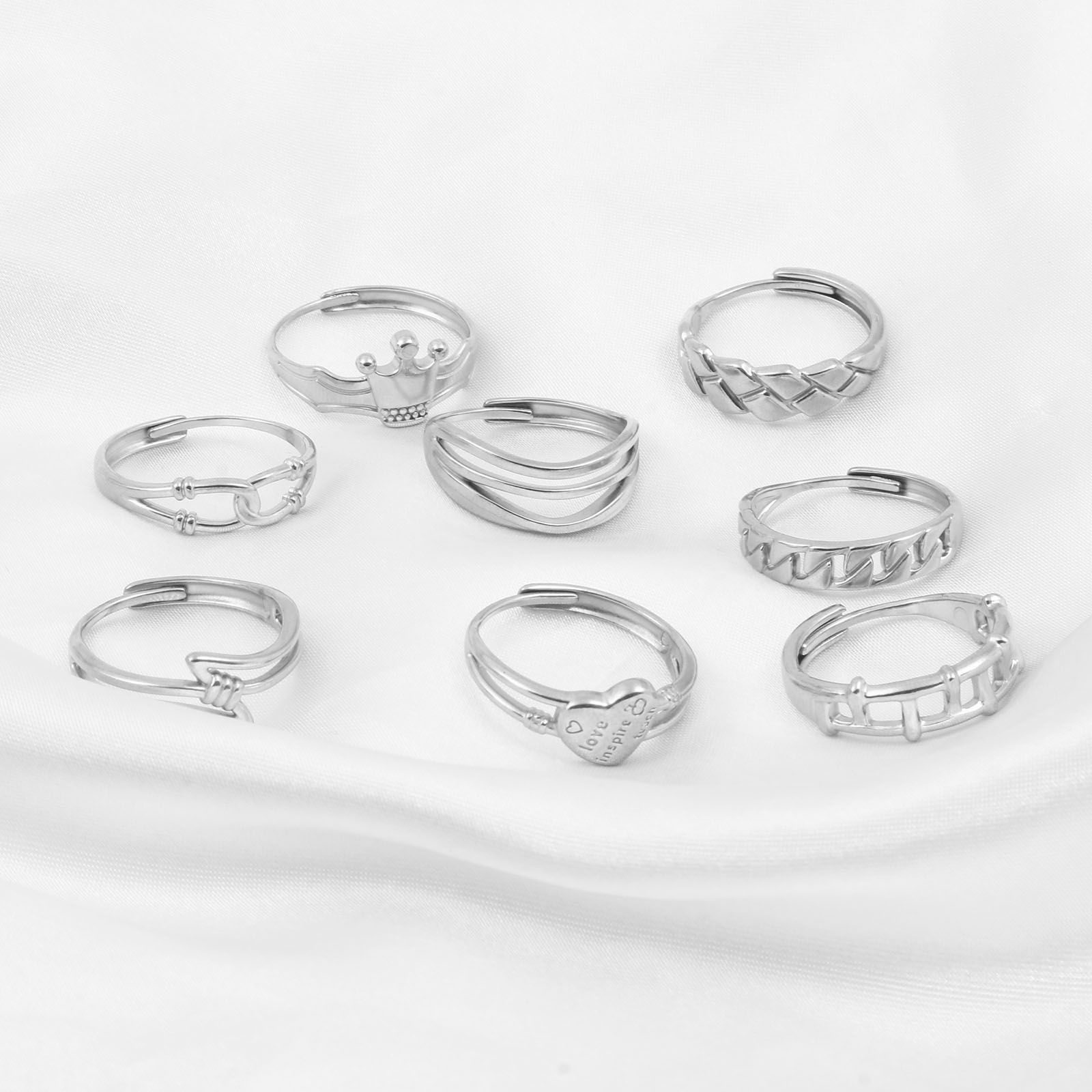 Bild von 304 Edelstahl Offen Verstellbar Ring Silberfarbe 1 Stück