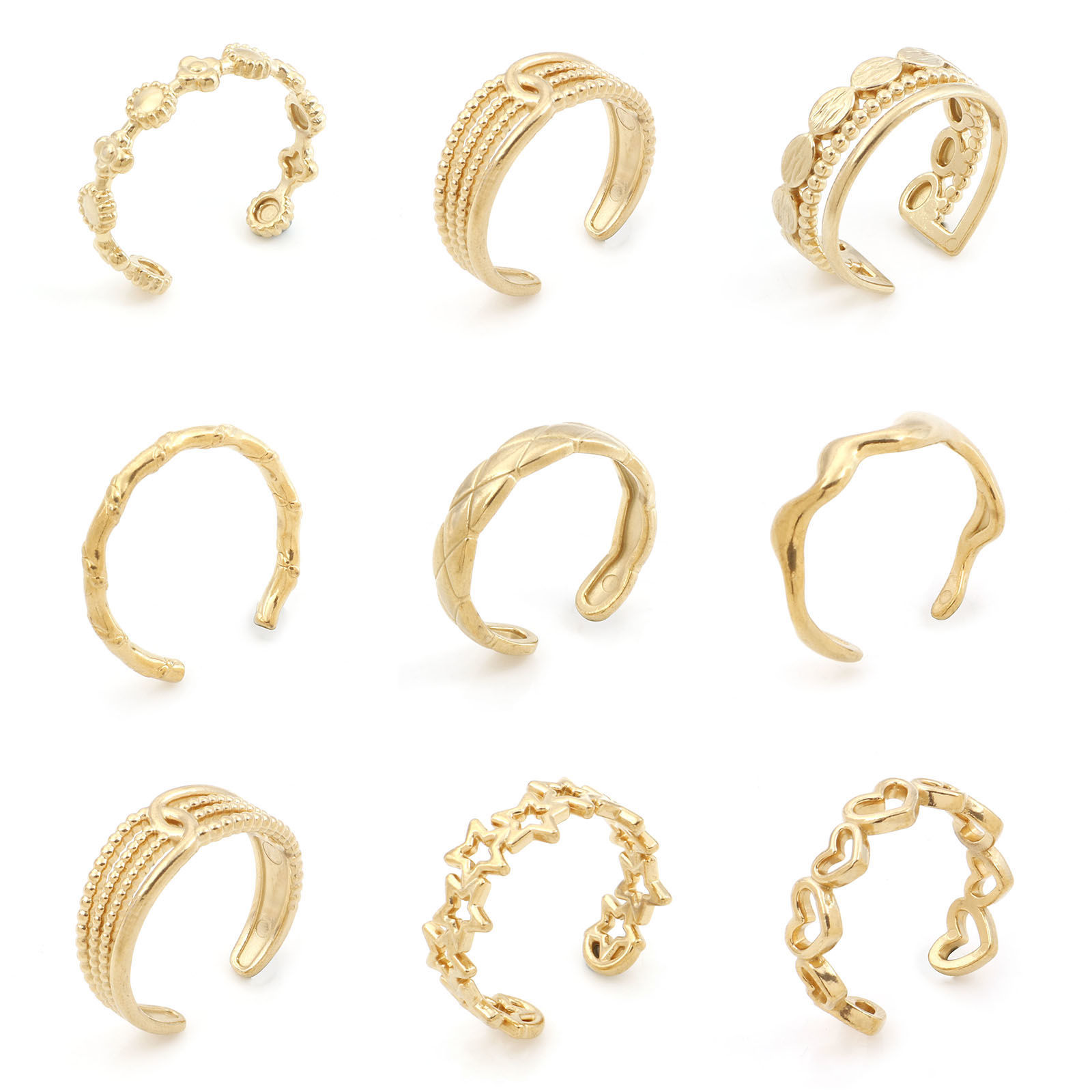 Immagine di 304 Acciaio Inossidabile Aperto Regolabile Anello Oro Placcato 1 Pz