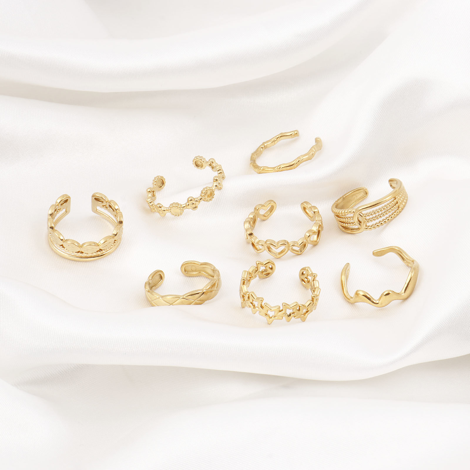 Immagine di 304 Acciaio Inossidabile Aperto Regolabile Anello Oro Placcato 1 Pz