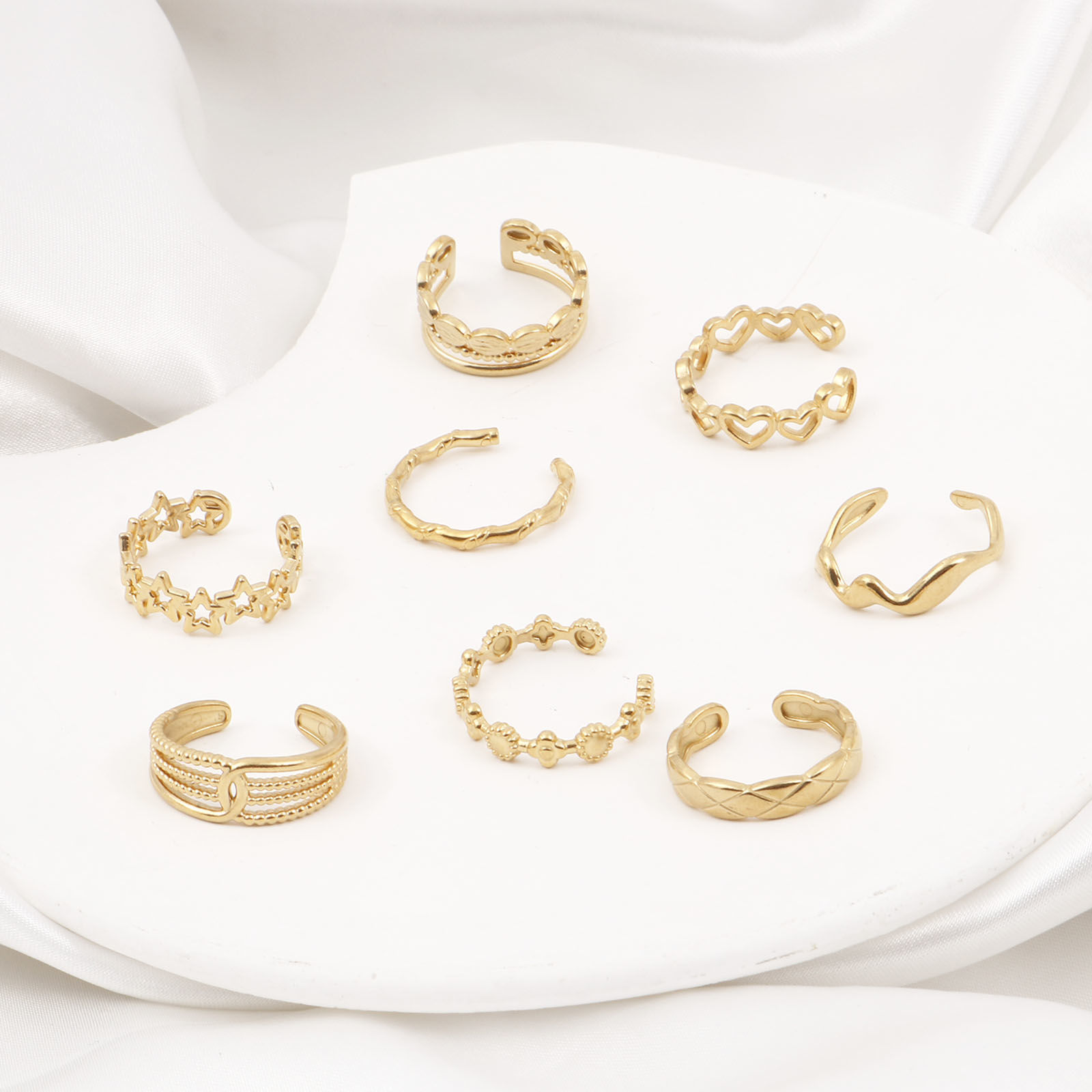 Immagine di 304 Acciaio Inossidabile Aperto Regolabile Anello Oro Placcato 1 Pz