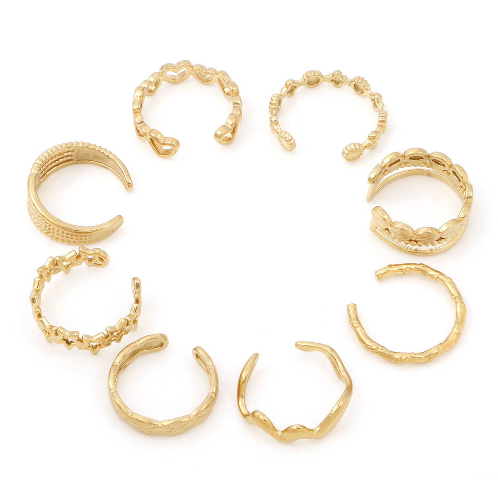 Immagine di 304 Acciaio Inossidabile Aperto Regolabile Anello Oro Placcato 1 Pz