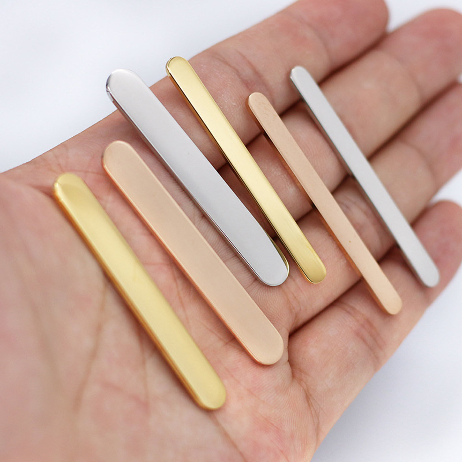 Picture of 304 Stainless Steel Blank Stamping Tags Metal Strips For DIY Open Rings Making Jewelry Findings Rectangle Multicolor Polished Two Sides