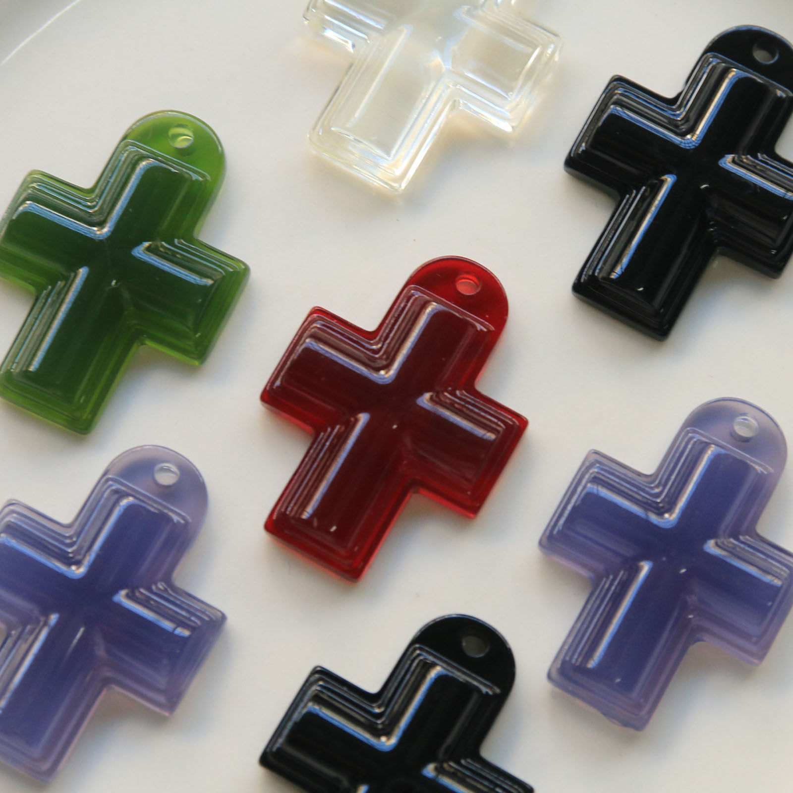 Immagine di Acrilato Religione Ciondoli Croce Multicolore 3.7cm x 2.7cm, 5 Pz