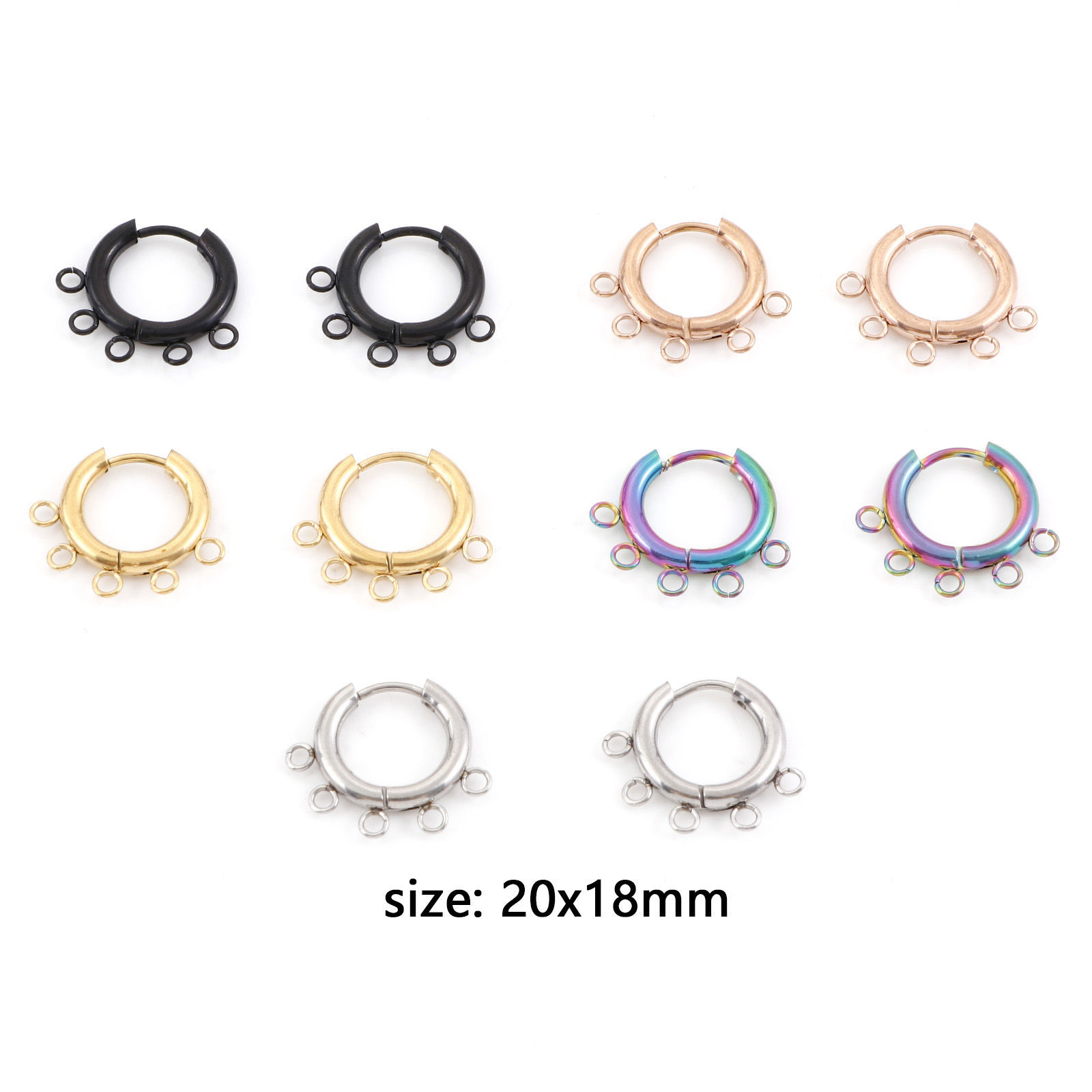 Picture of 304 Stainless Steel Hoop Earrings Round Multicolor With Loop 20mm x 18mm